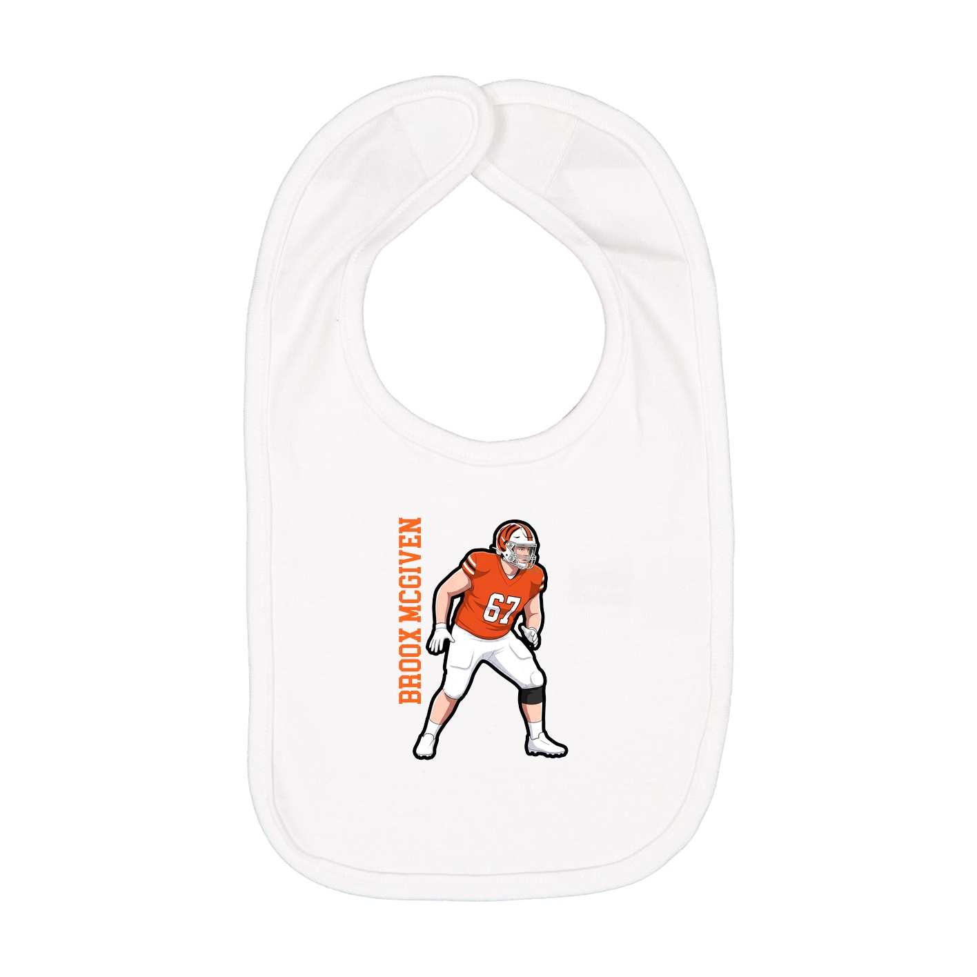 Infant Bib — Name Vertical in White