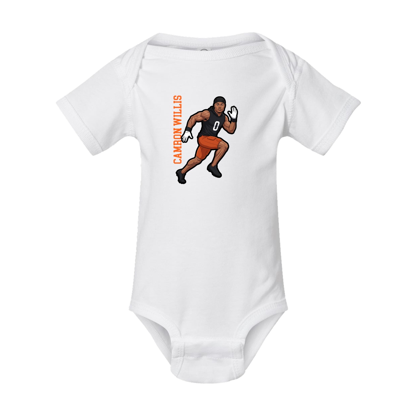 Baby Onesie — Name Vertical in White