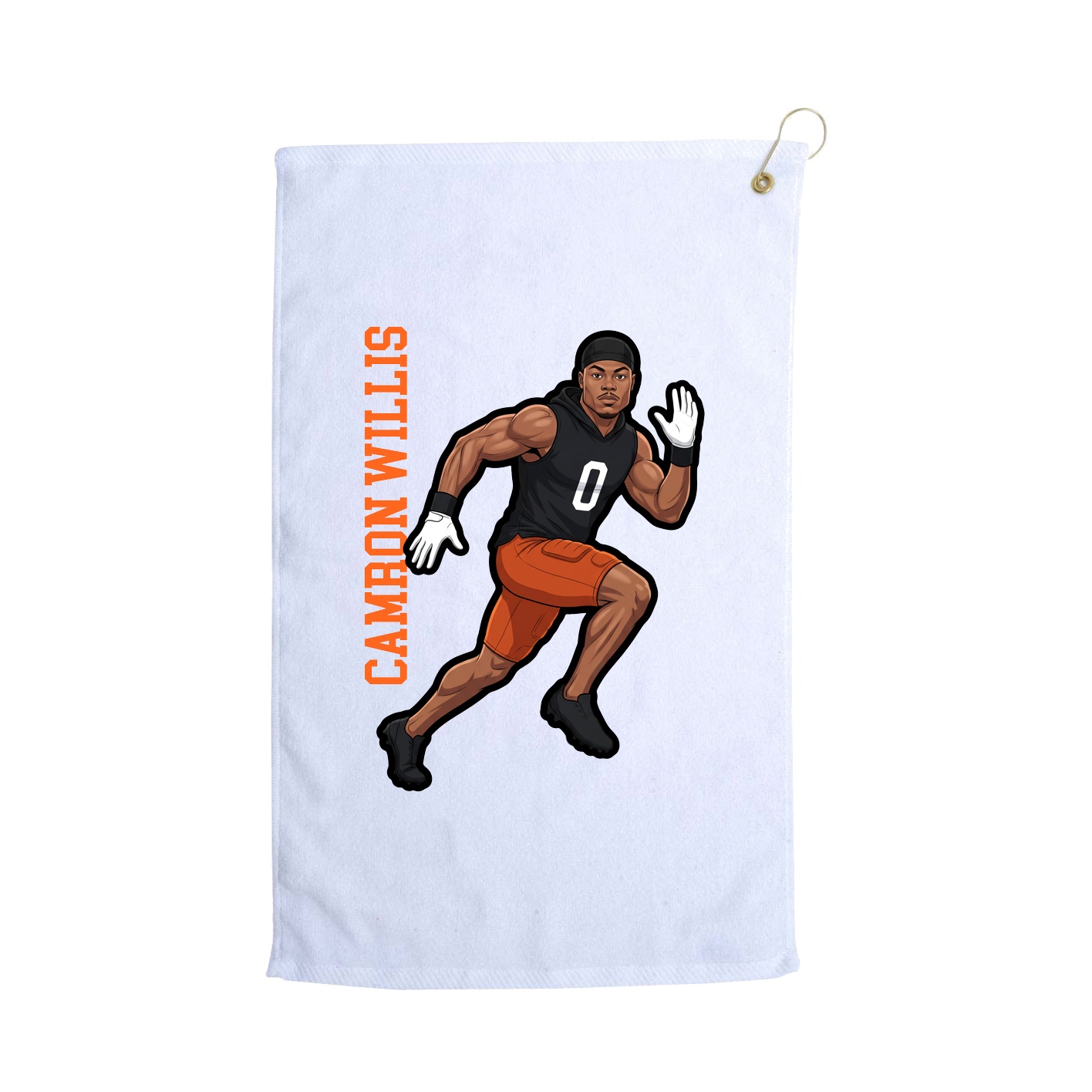 Golf Towel — Name Vertical in White