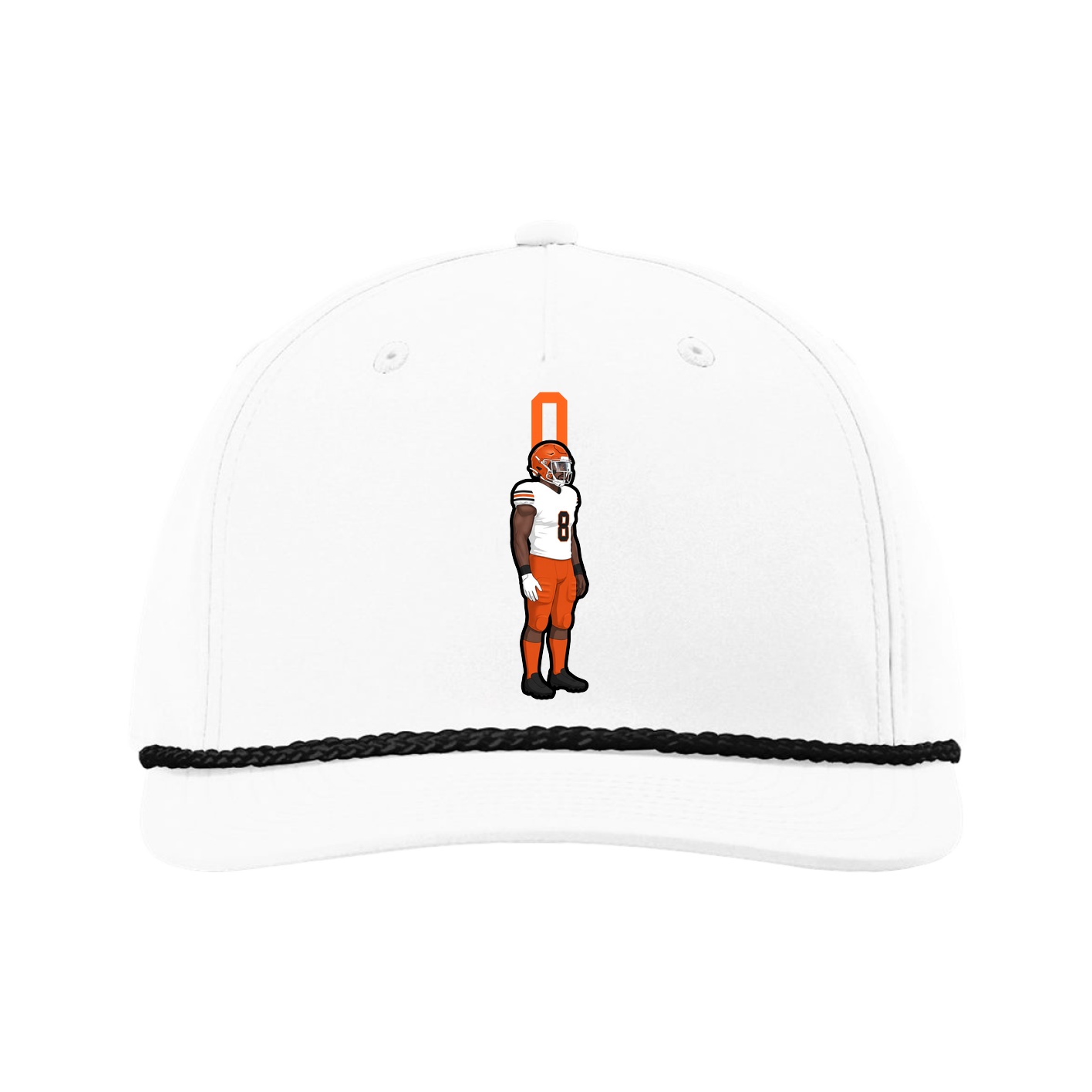 Five-Panel Classic Rope Cap — Number Top in White