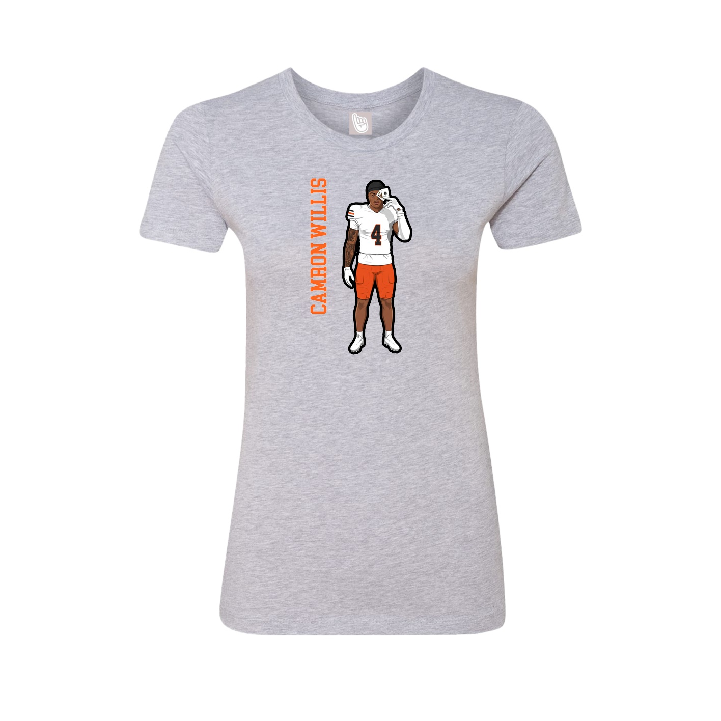 Womens Tee — Name Vertical in Grey