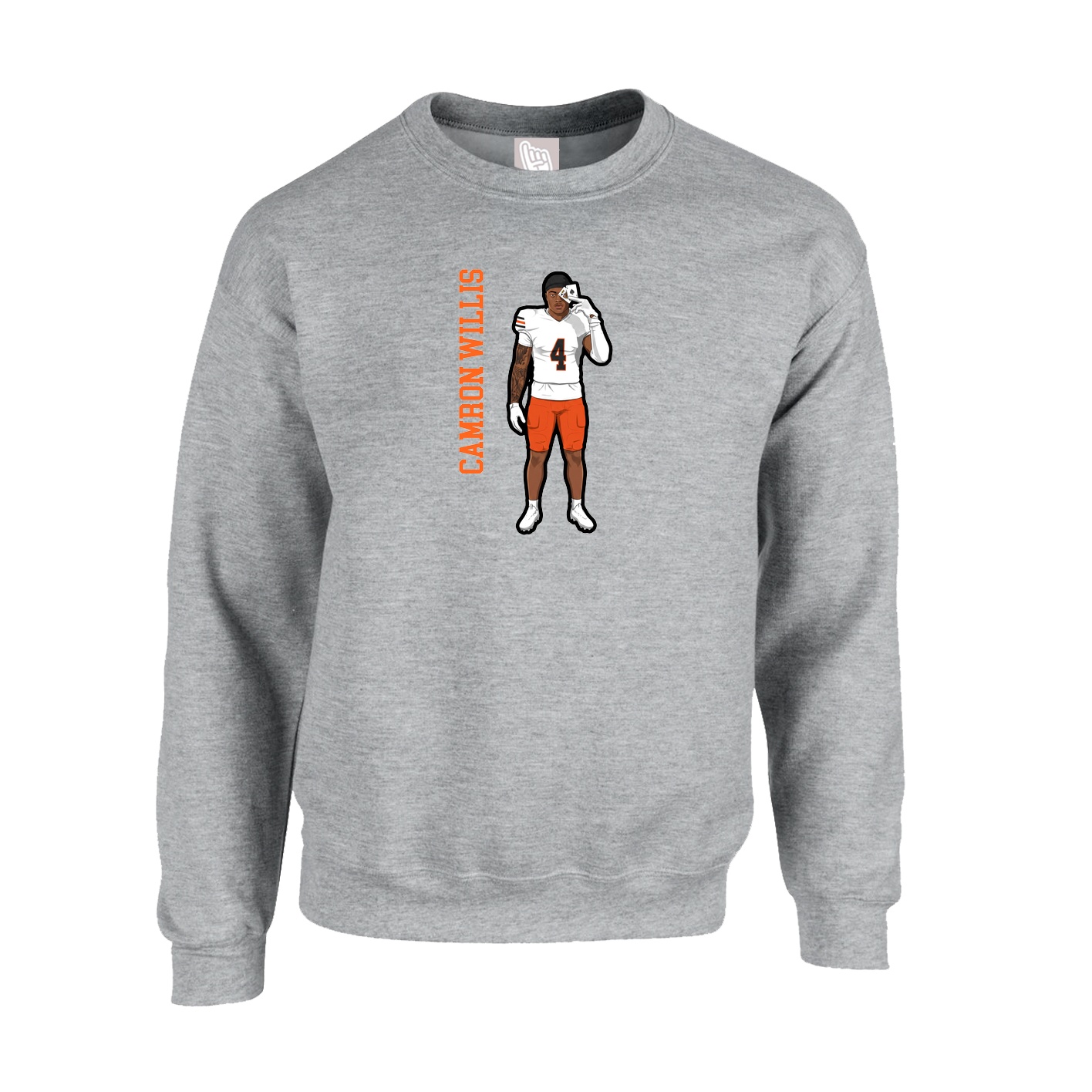 Fleece Crew — Name Vertical in Grey