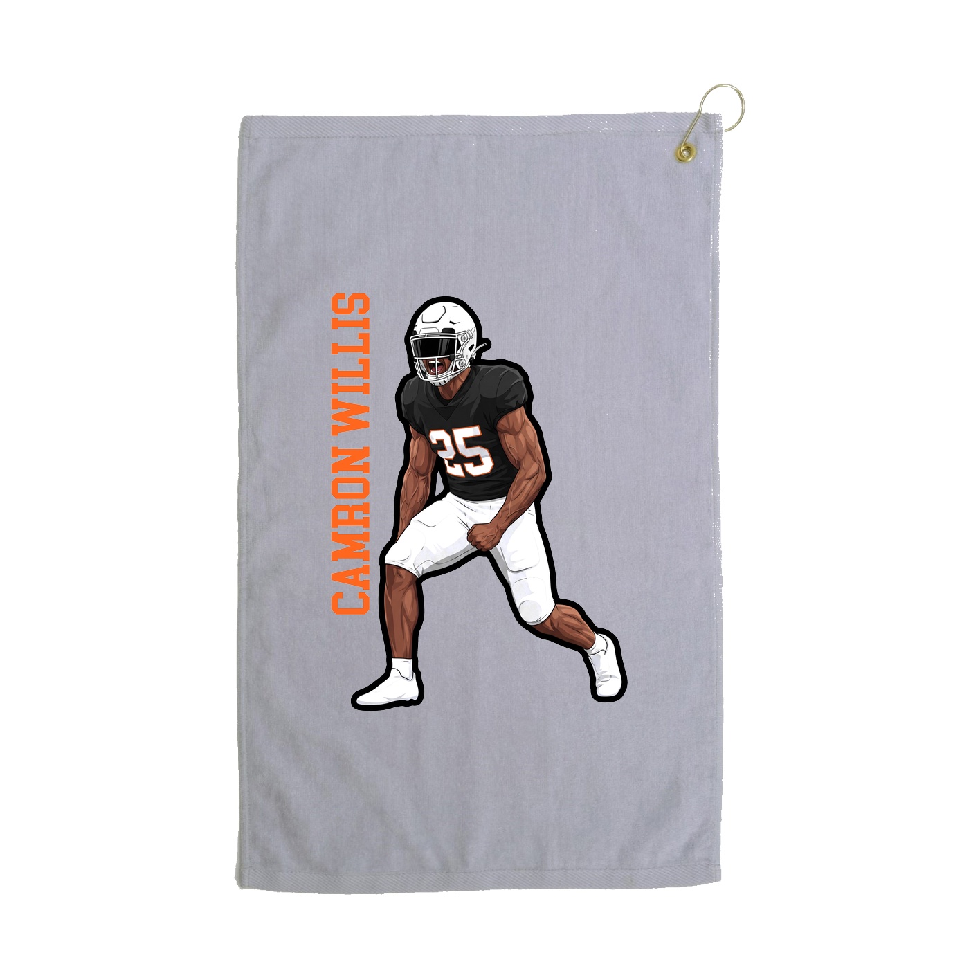 Golf Towel — Name Vertical in Grey