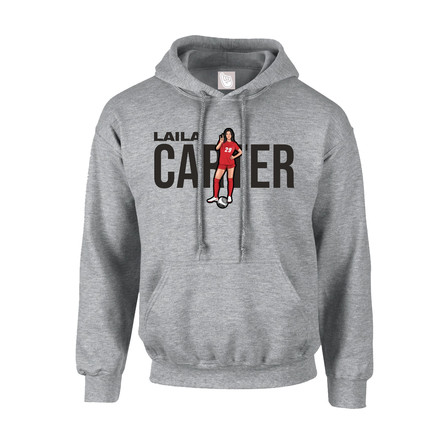 Youth Hoodie — Player Name in Grey