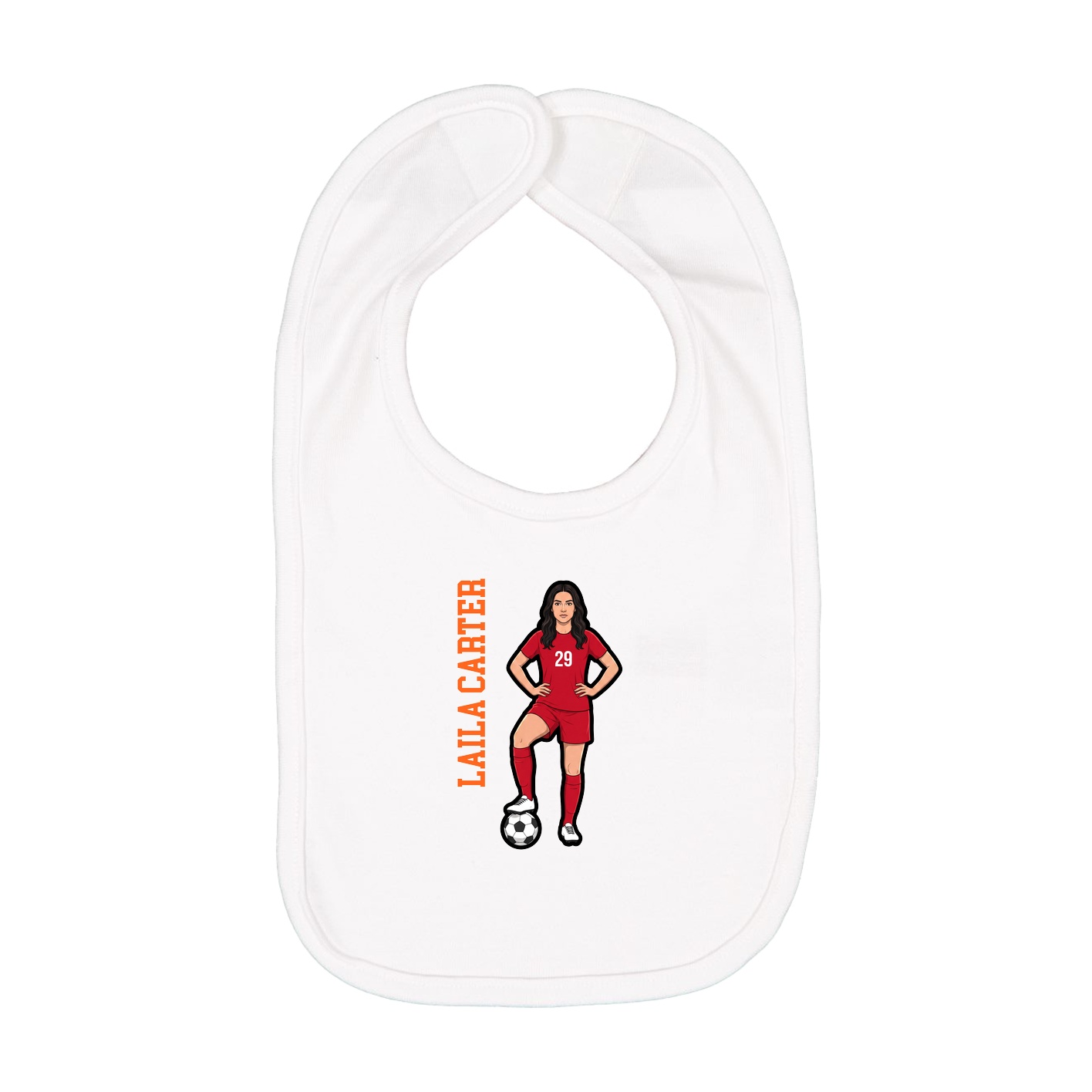 Infant Bib — Name Vertical in White