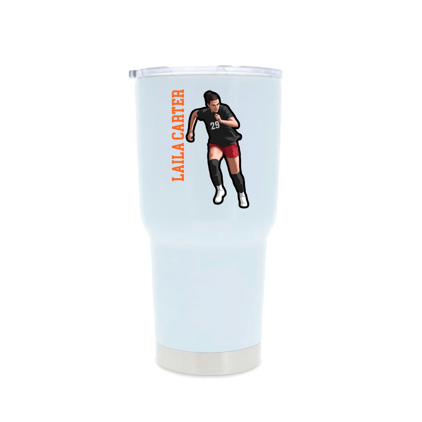 30oz Stainless Steel Tumbler — Name Vertical in White