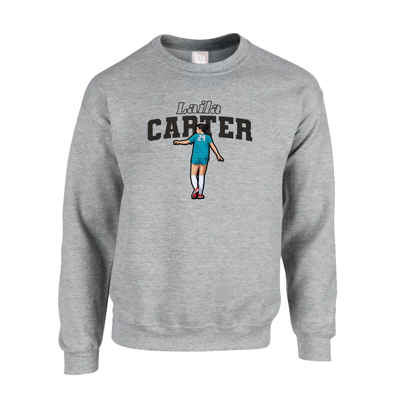 Fleece Crew — Name Arch in Grey