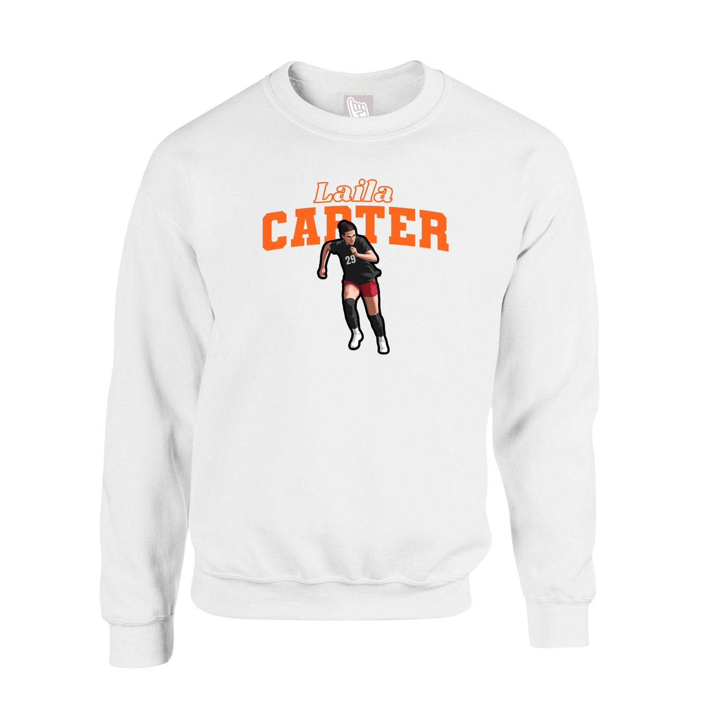 Fleece Crew — Name Arch in White
