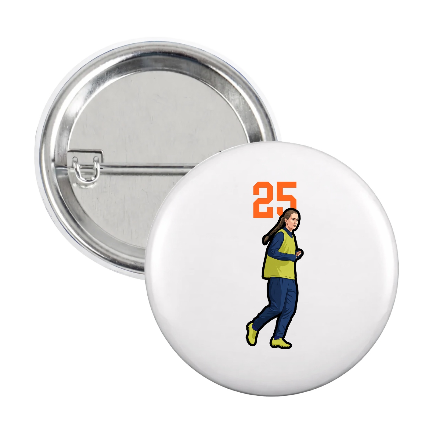 Game Day Button — Number Top in White