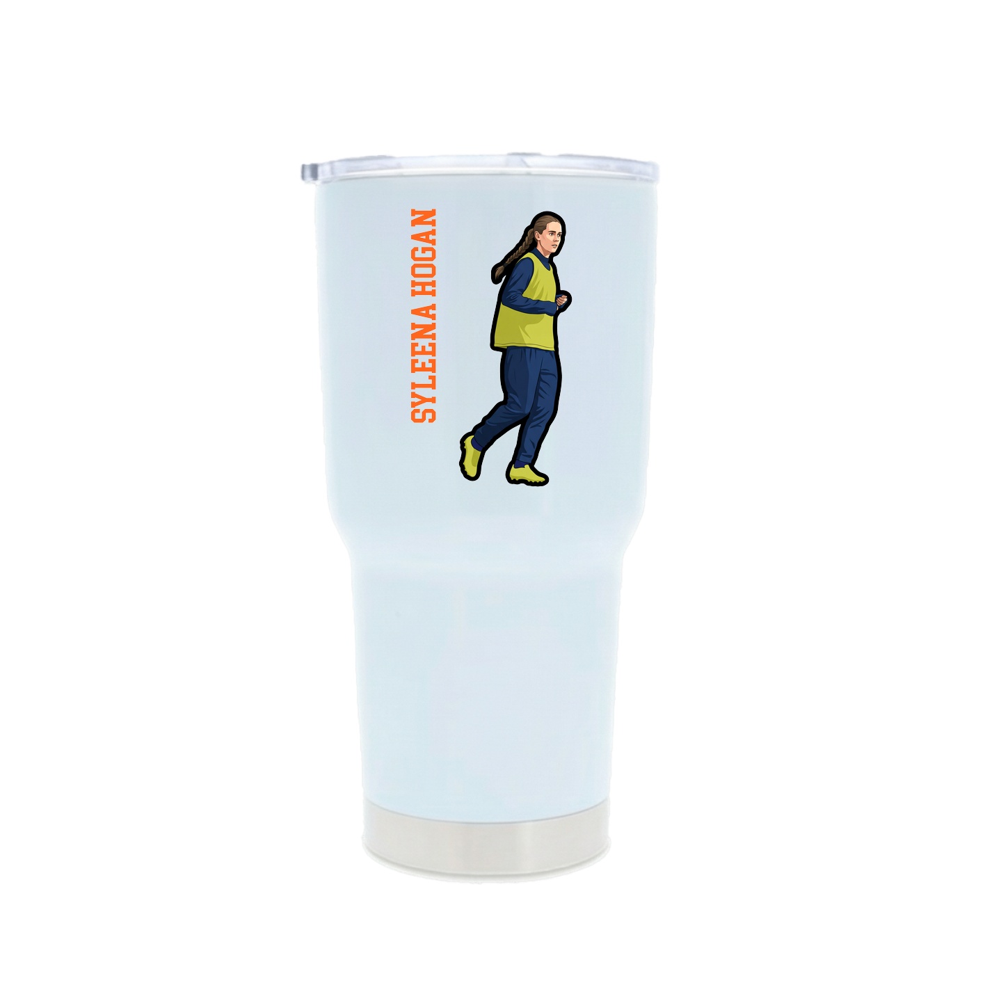 30oz Stainless Steel Tumbler — Name Vertical in White