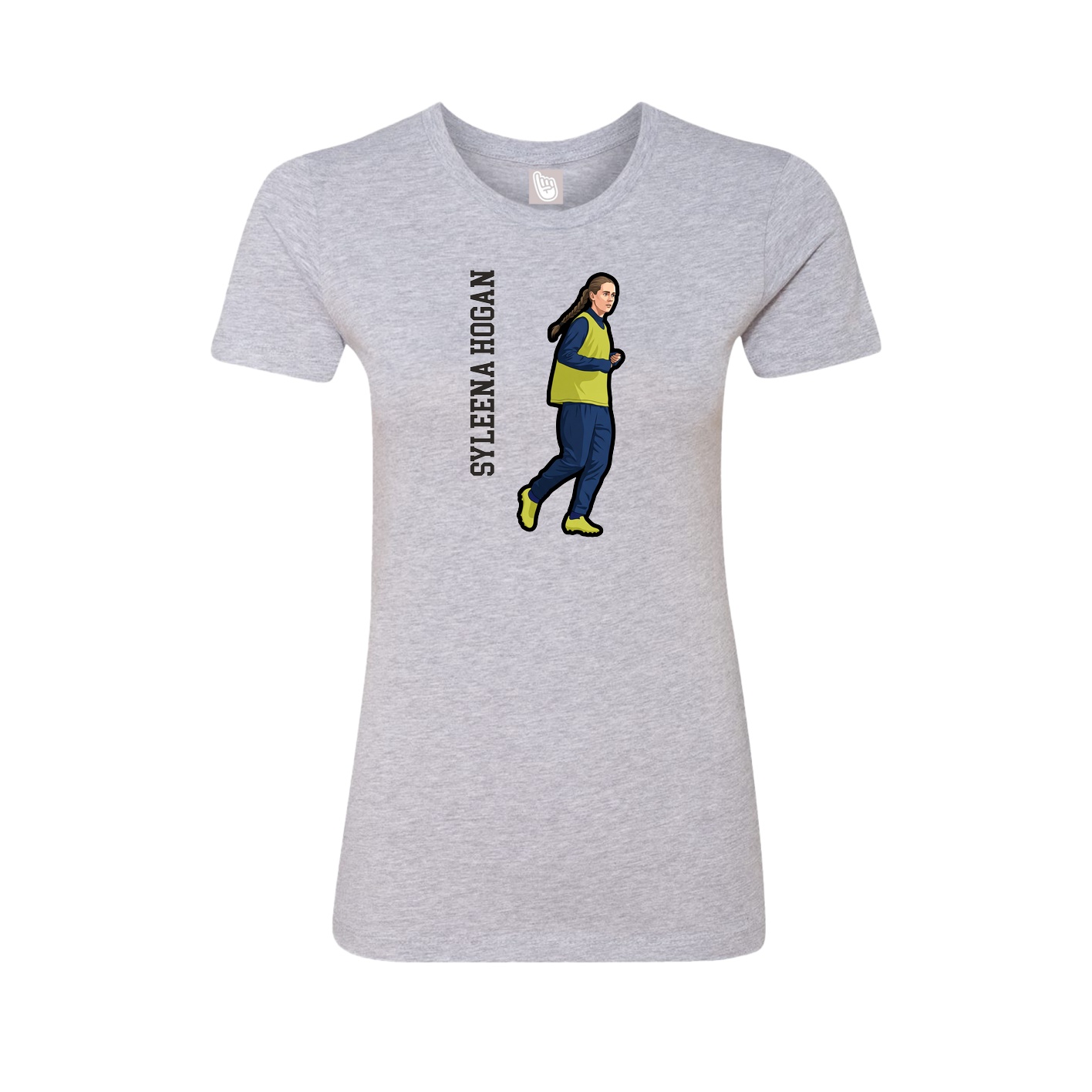 Fitted Women's Tee — Name Vertical in Grey