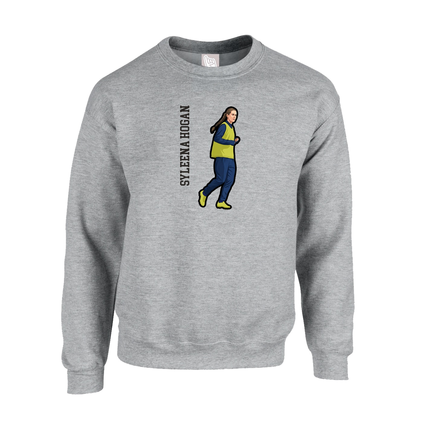 Fleece Crew — Name Vertical in Grey