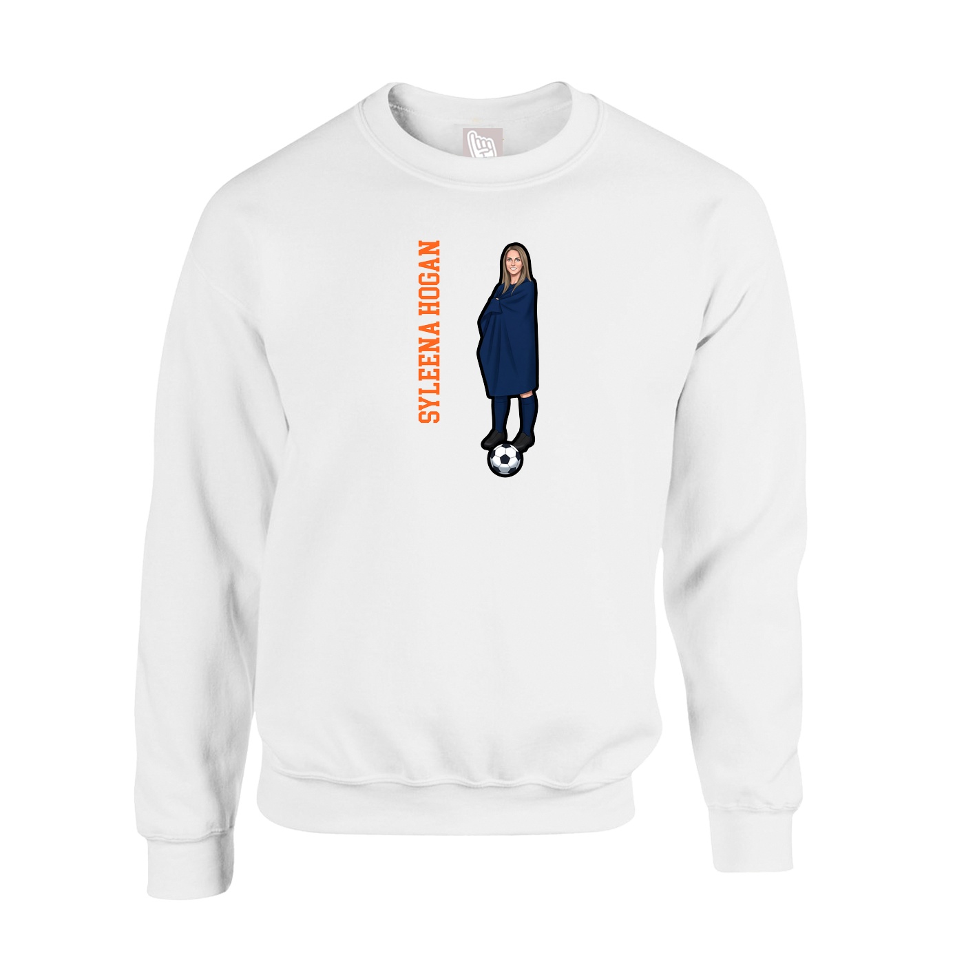 Fleece Crew — Name Vertical in White