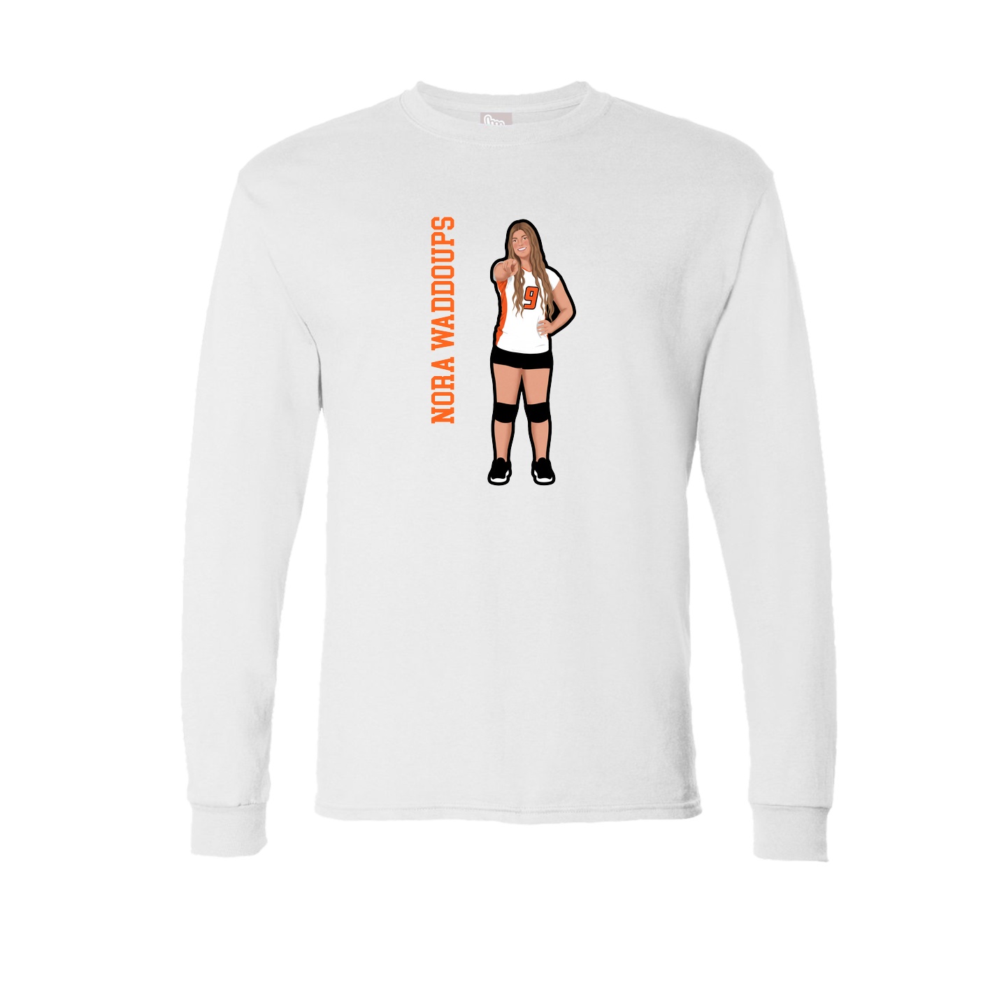 Long Sleeve Tee — Name Vertical in White