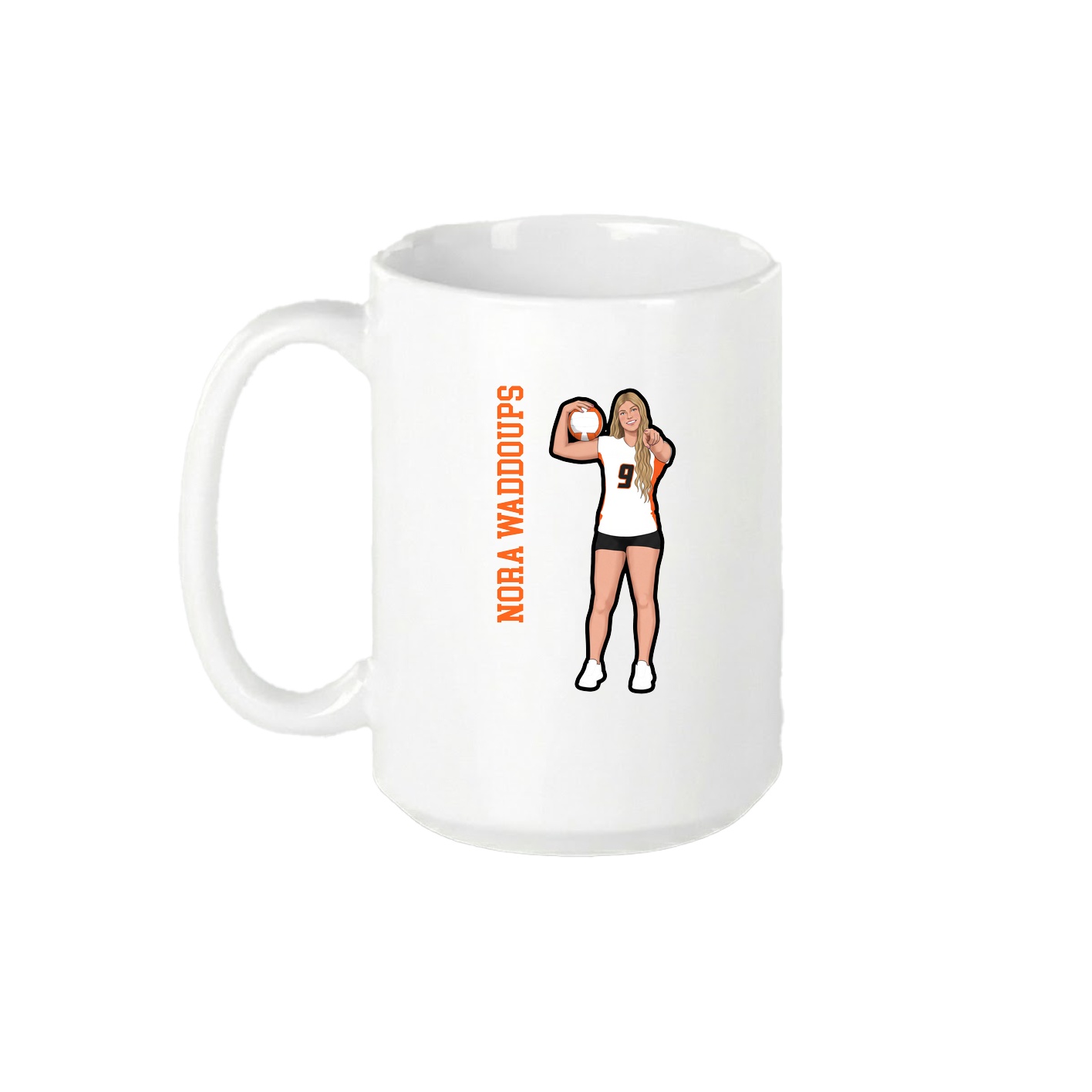 15oz Coffee Mug — Name Vertical in White