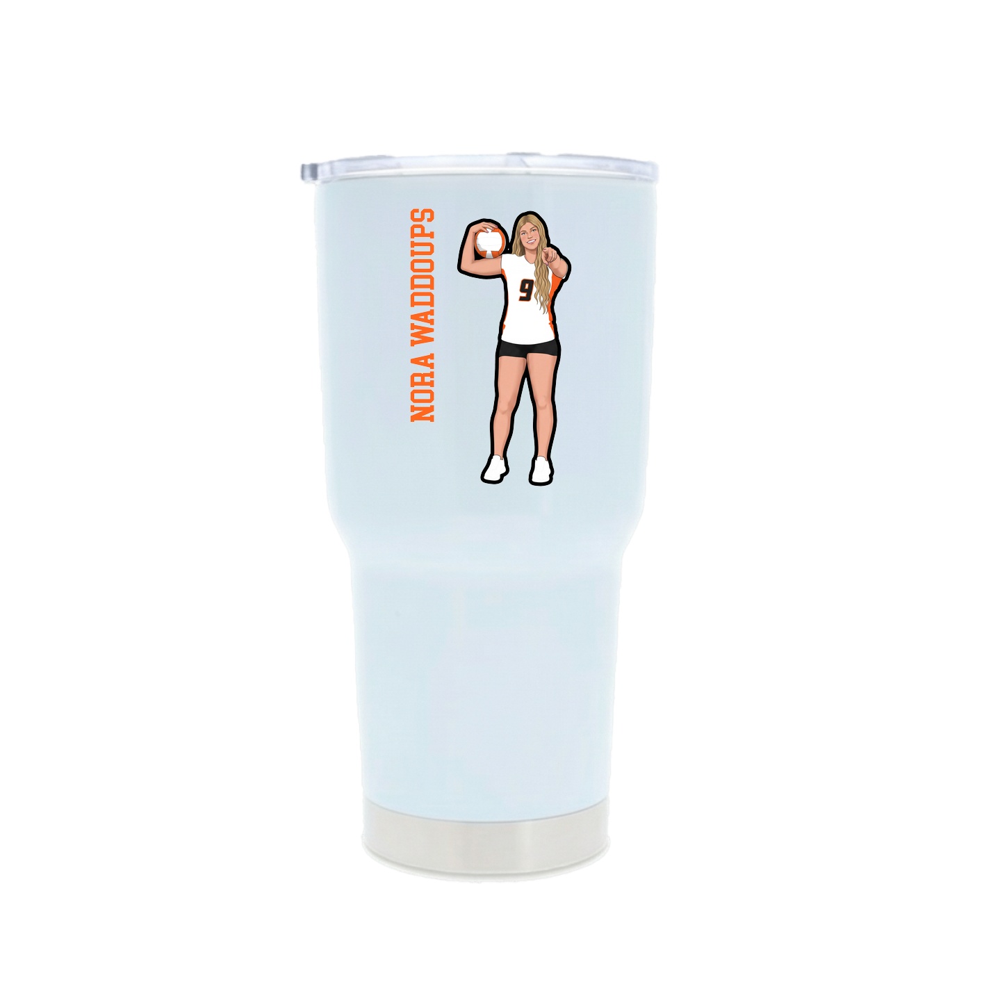 30oz Stainless Steel Tumbler — Name Vertical in White
