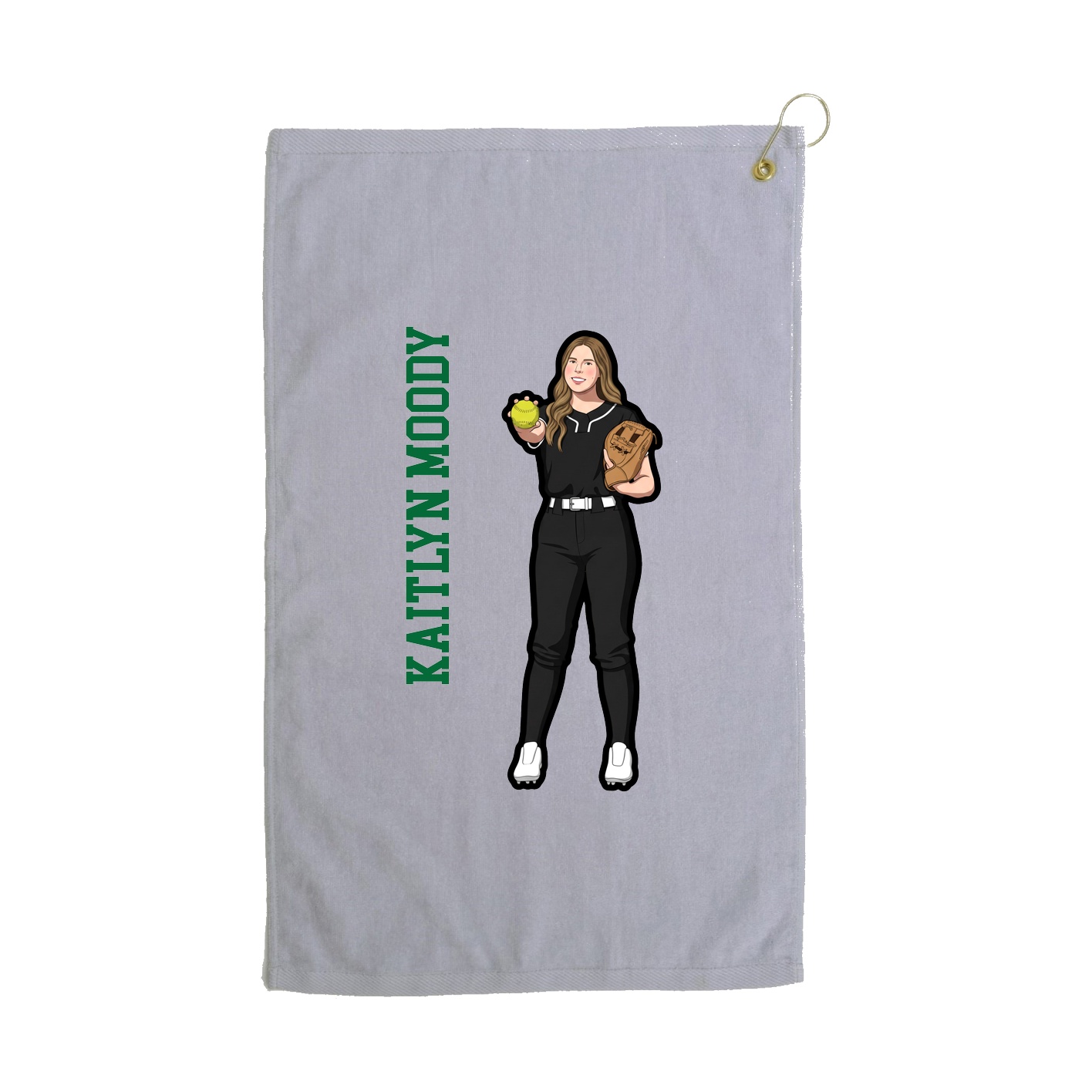 Golf Towel — Name Vertical in Grey