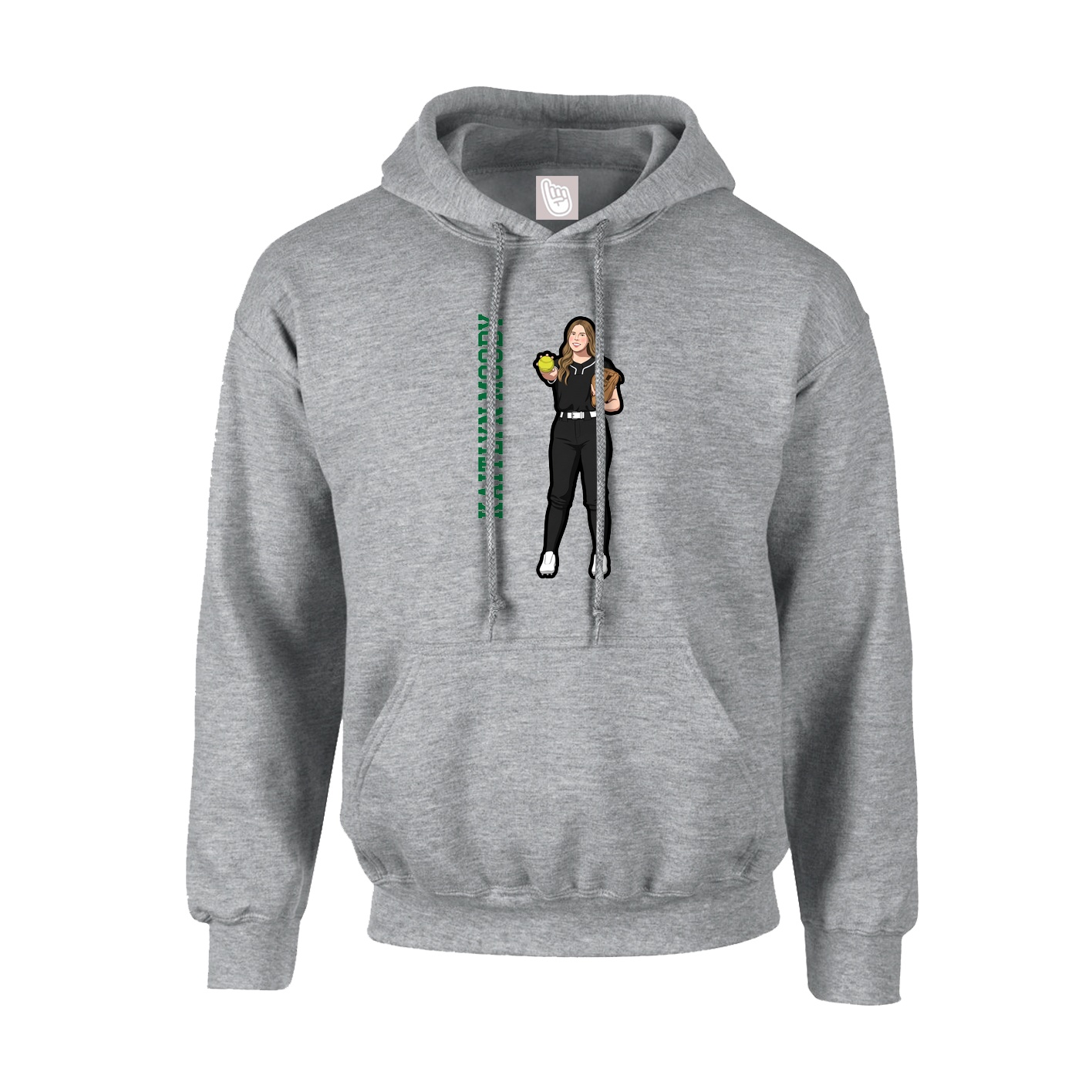 Youth Hoodie — Name Vertical in Grey