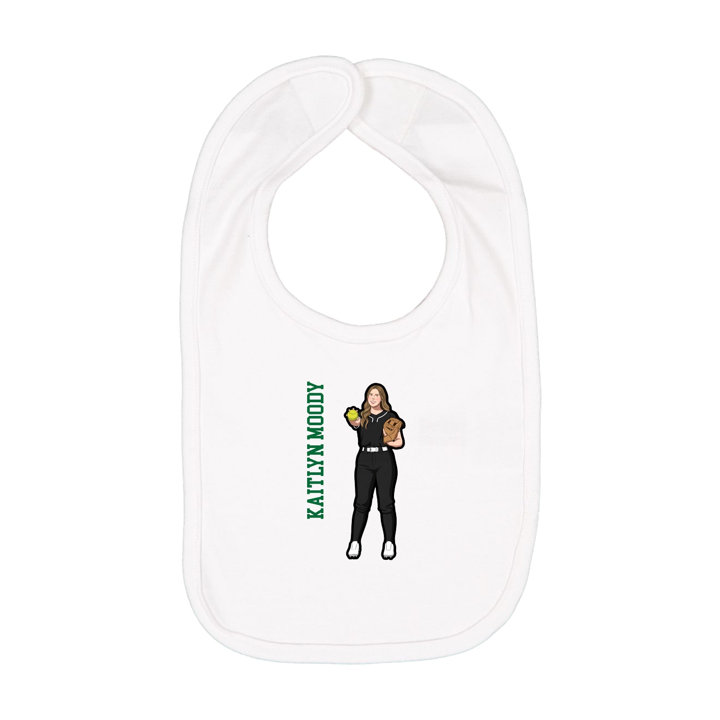Infant Bib — Name Vertical in White