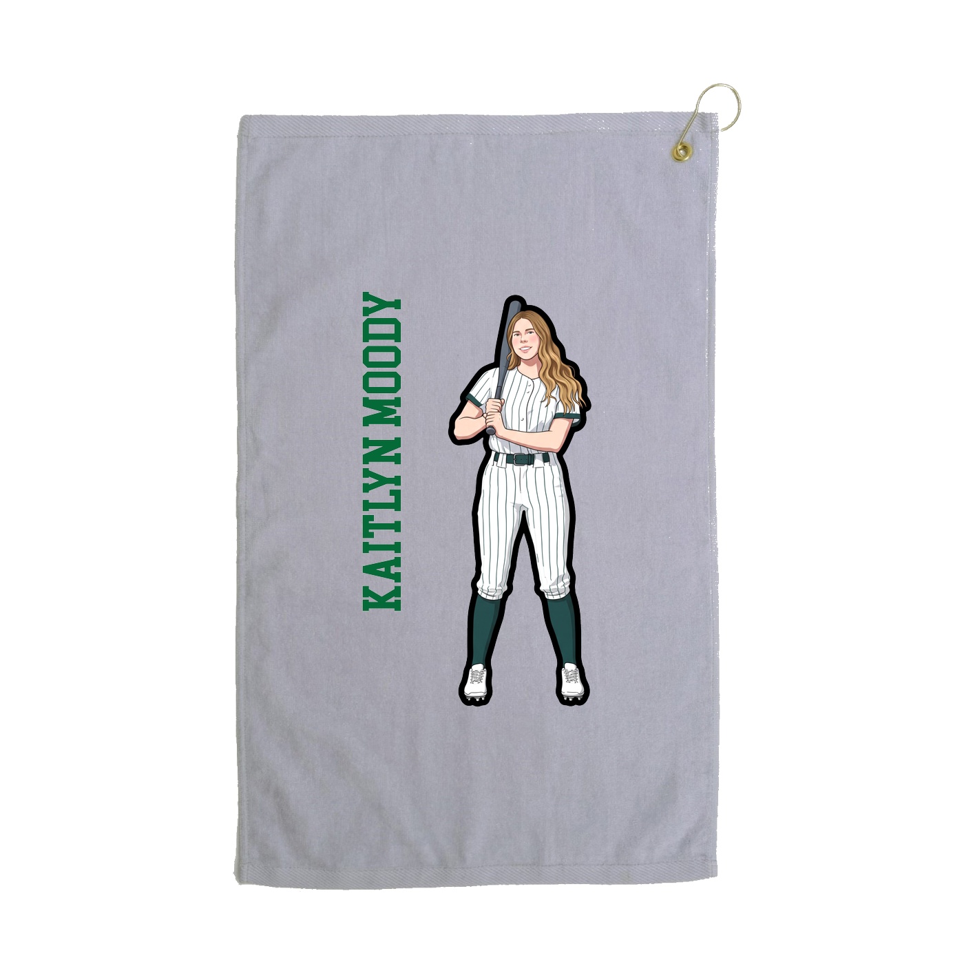 Golf Towel — Name Vertical in Grey