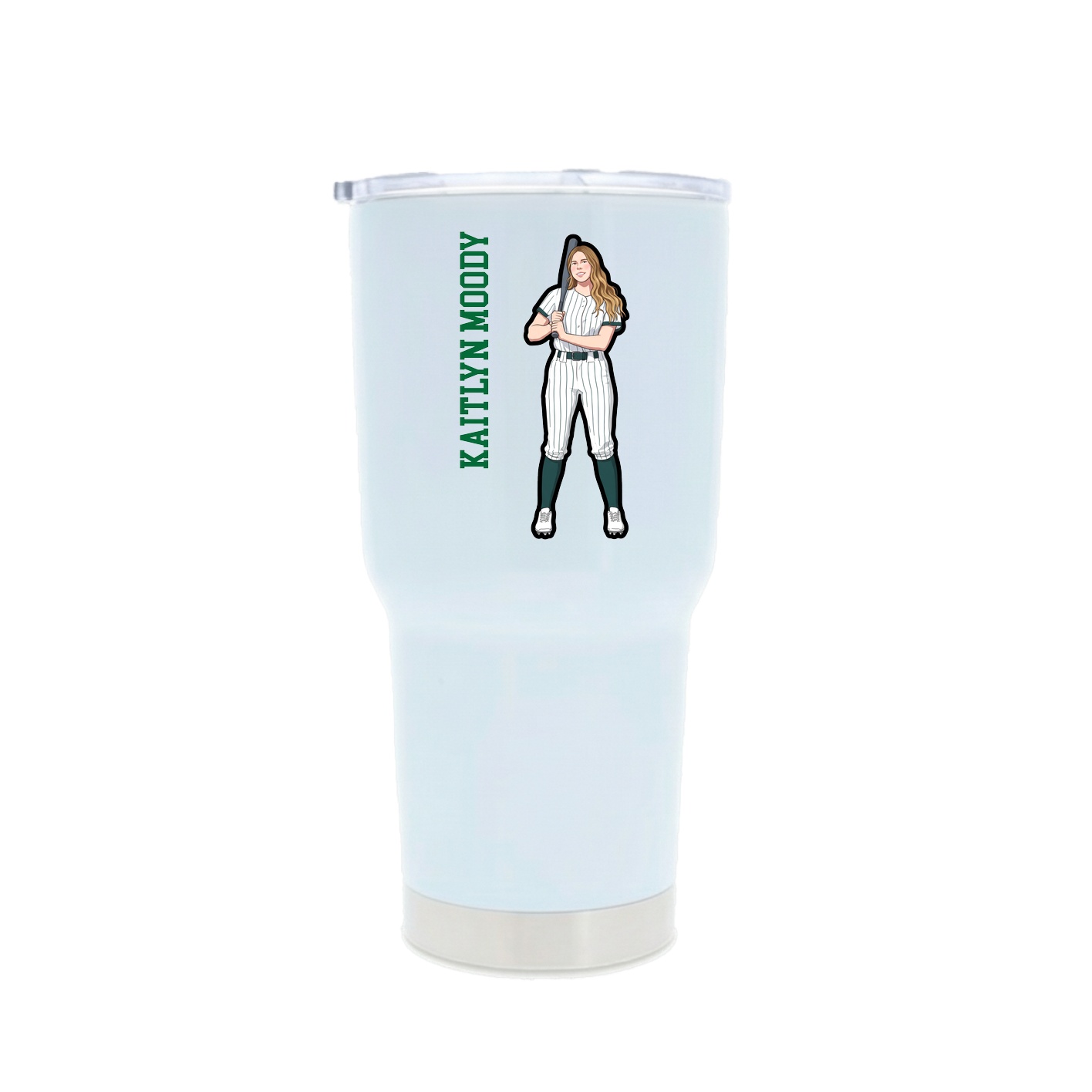30oz Stainless Steel Tumbler — Name Vertical in White