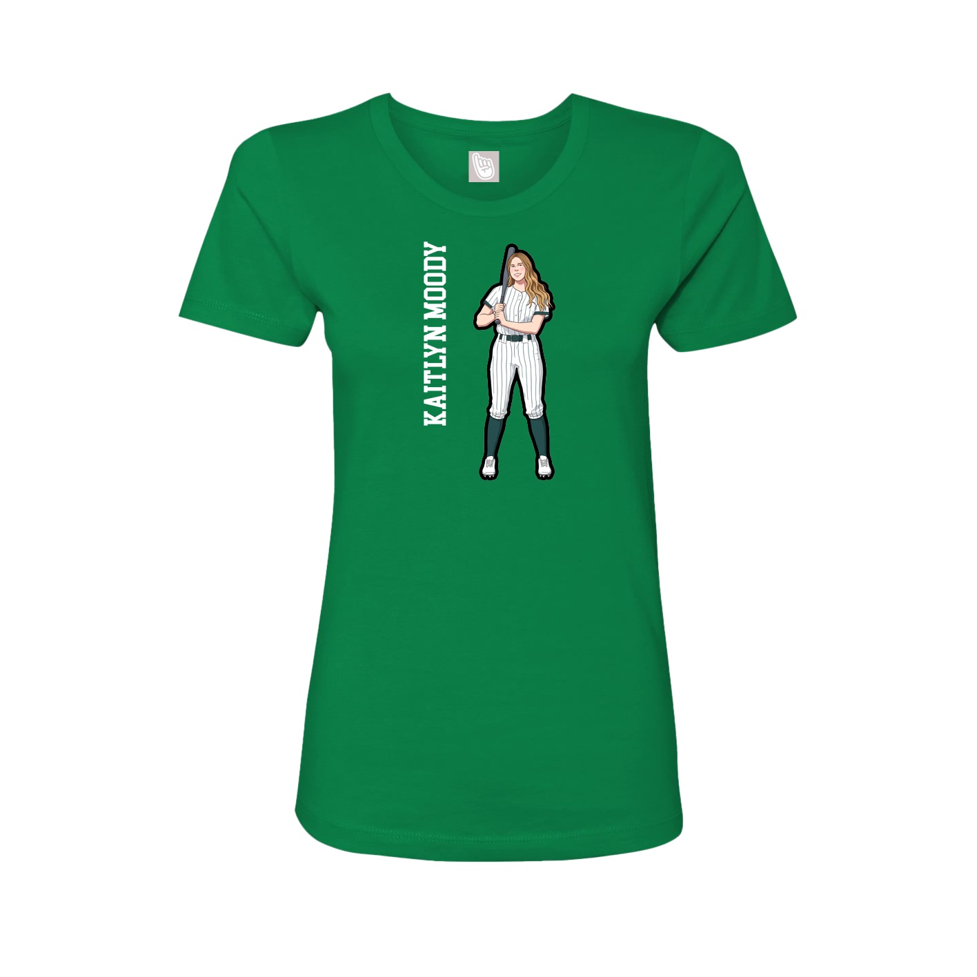 Fitted Women's Tee — Name Vertical in Green