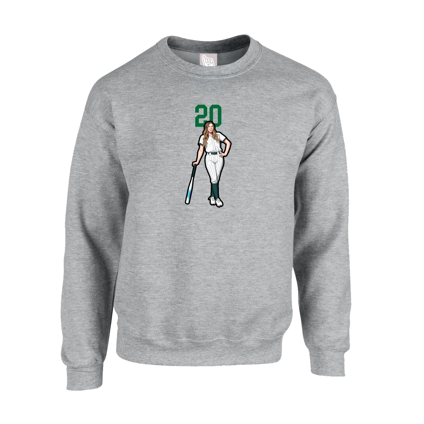 Fleece Crew — Number Top in Grey