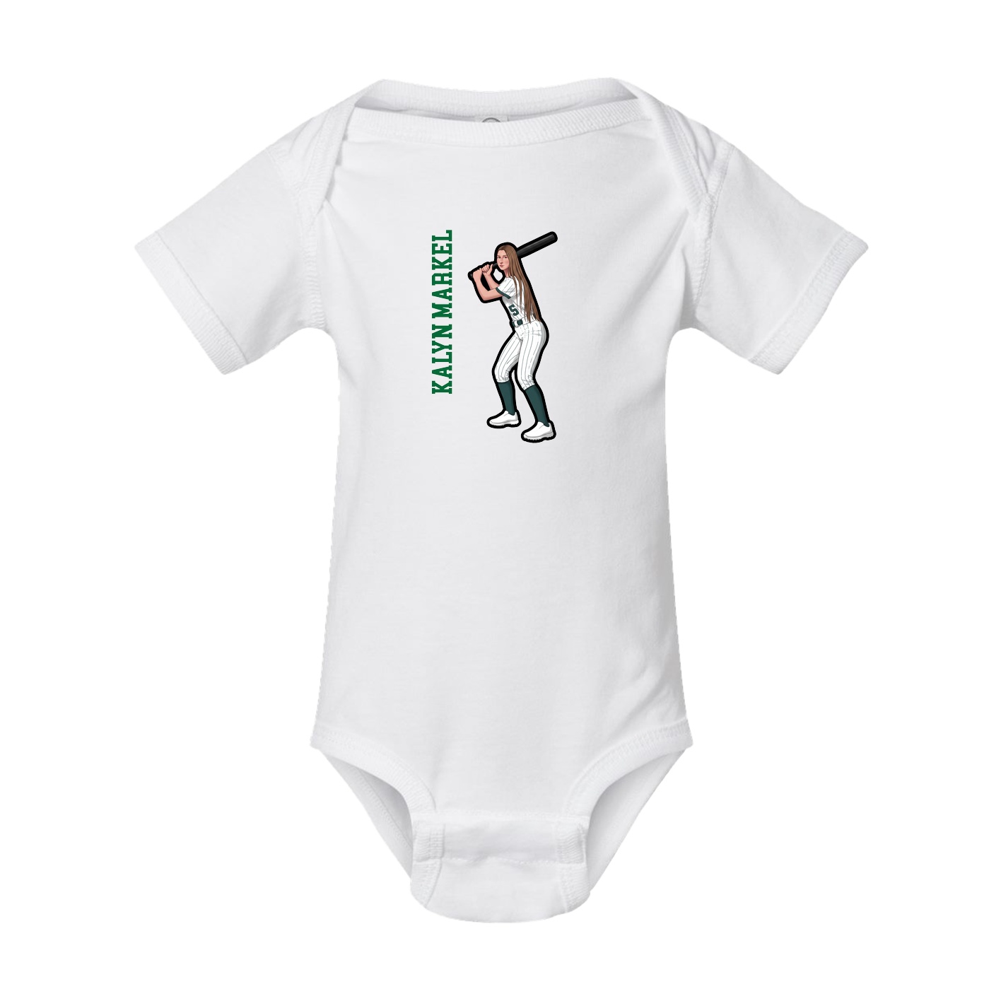 Baby Onesie — Name Vertical in White