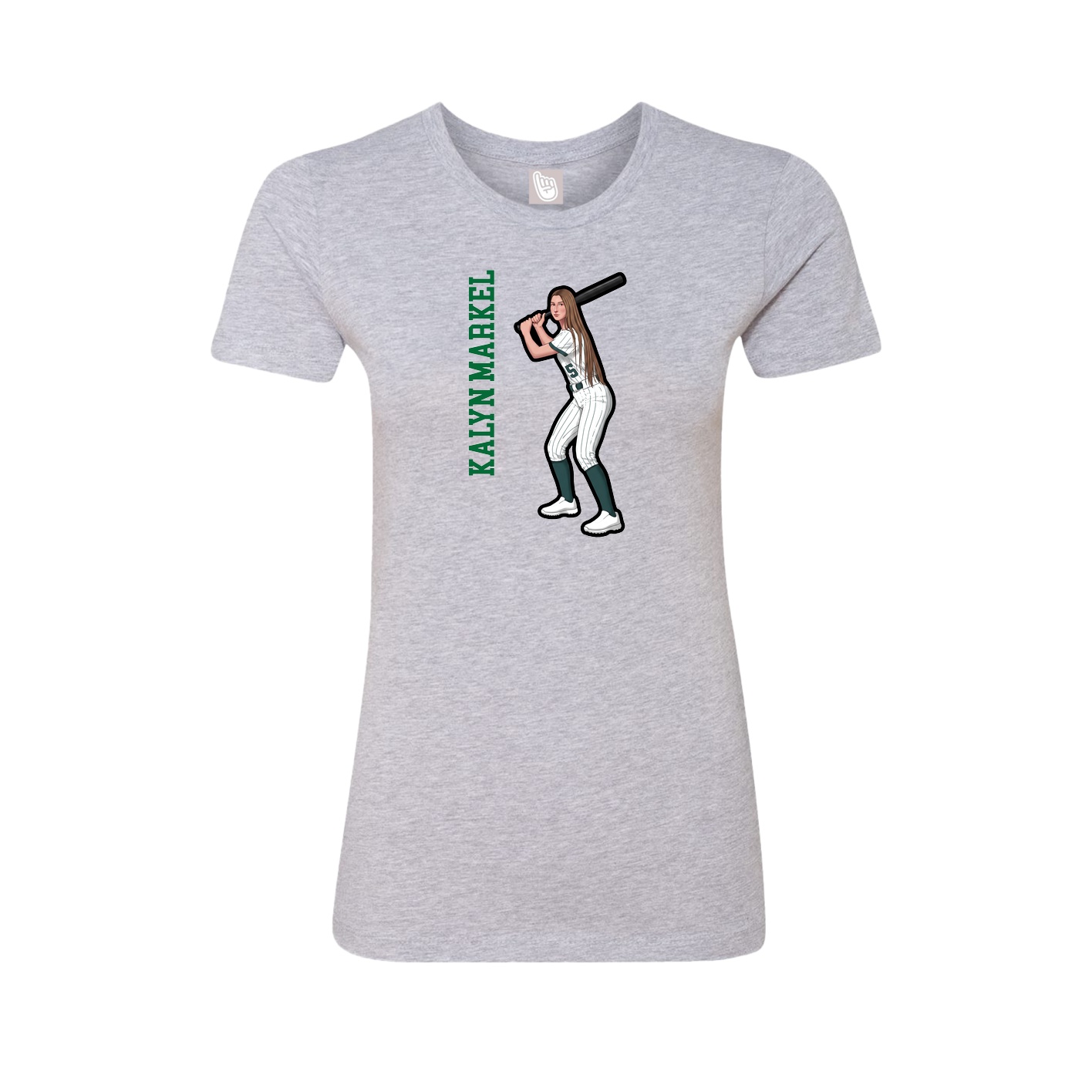 Fitted Women's Tee — Name Vertical in Grey