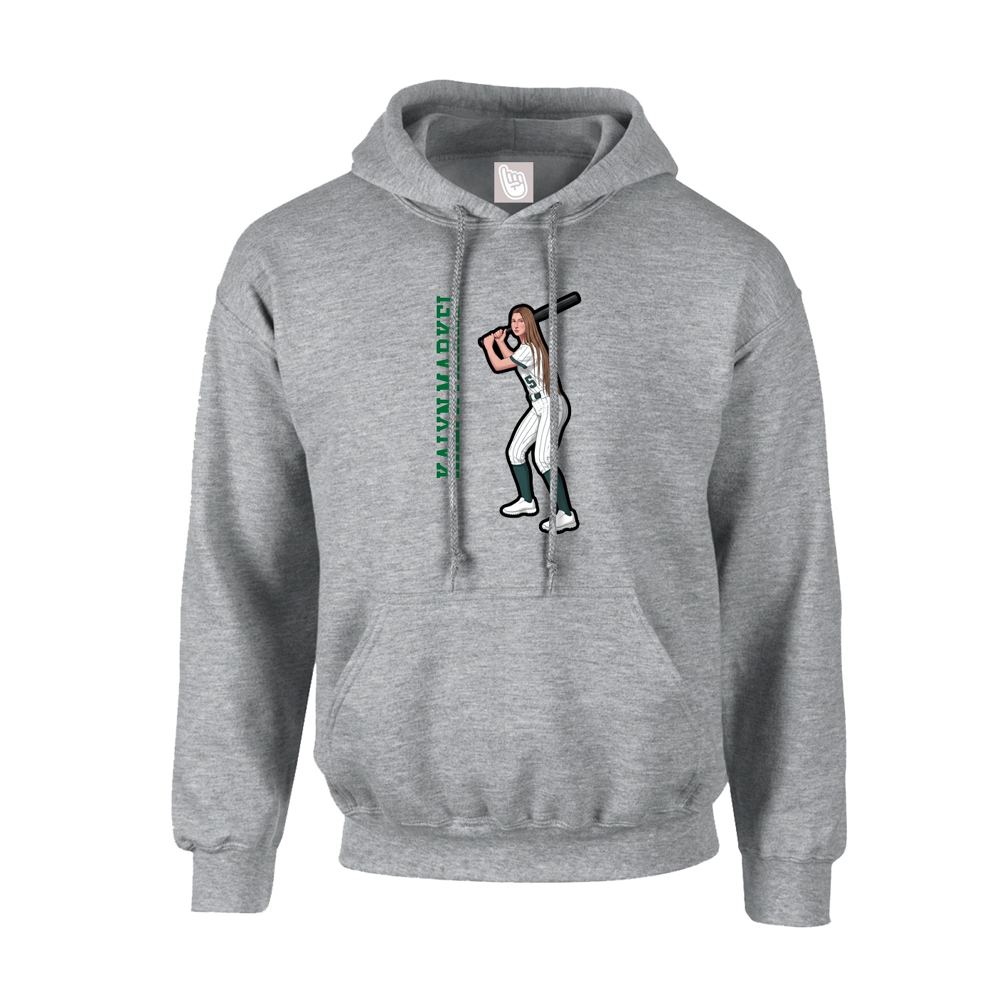 Hoodie — Name Vertical in Grey
