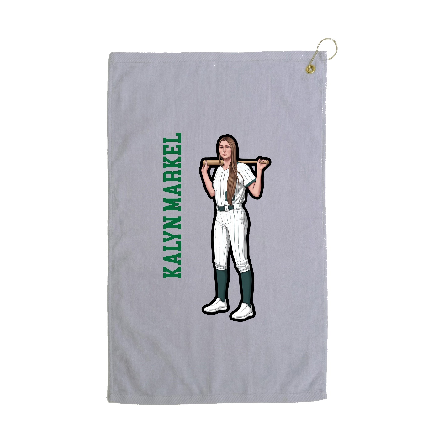Golf Towel — Name Vertical in Grey