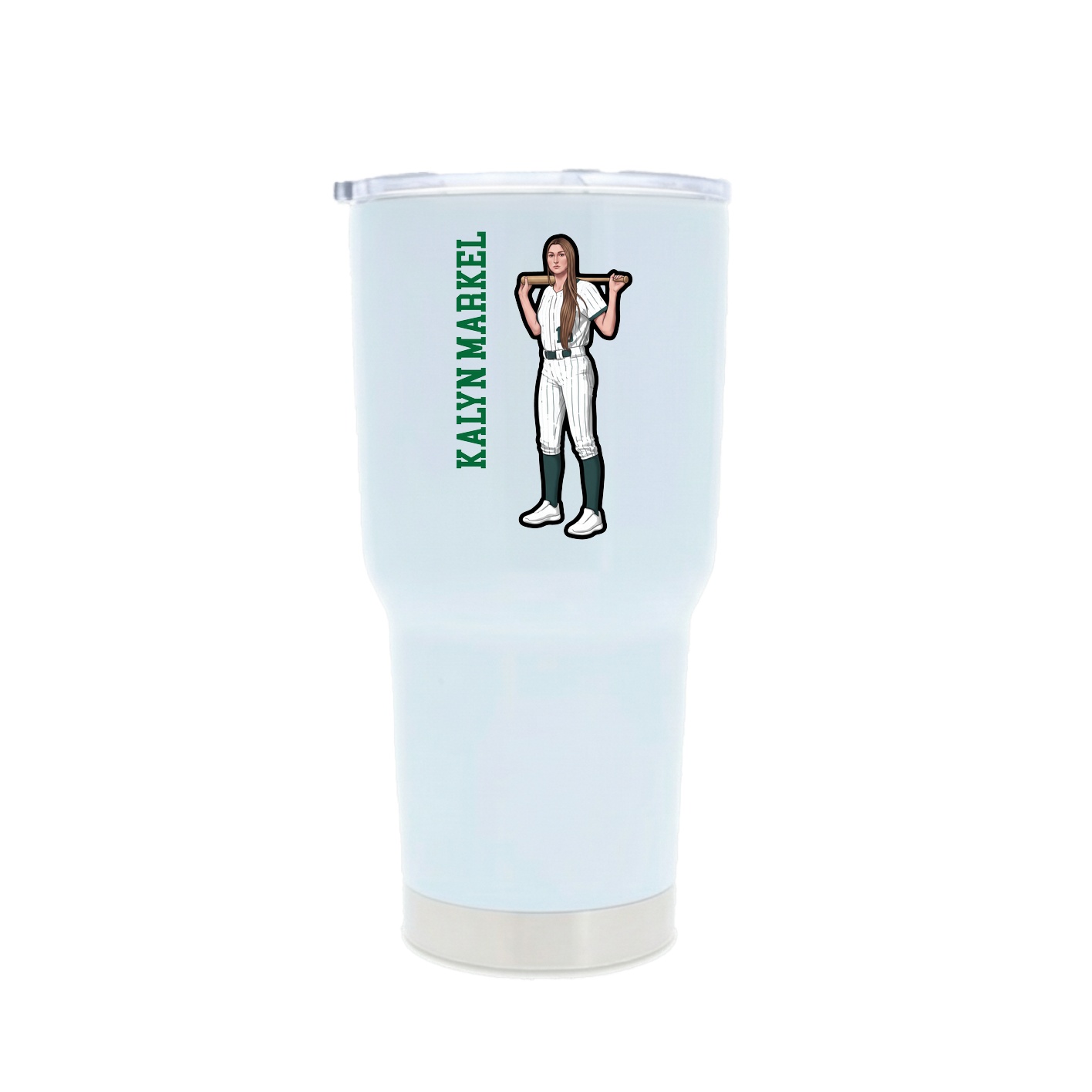 30oz Stainless Steel Tumbler — Name Vertical in White