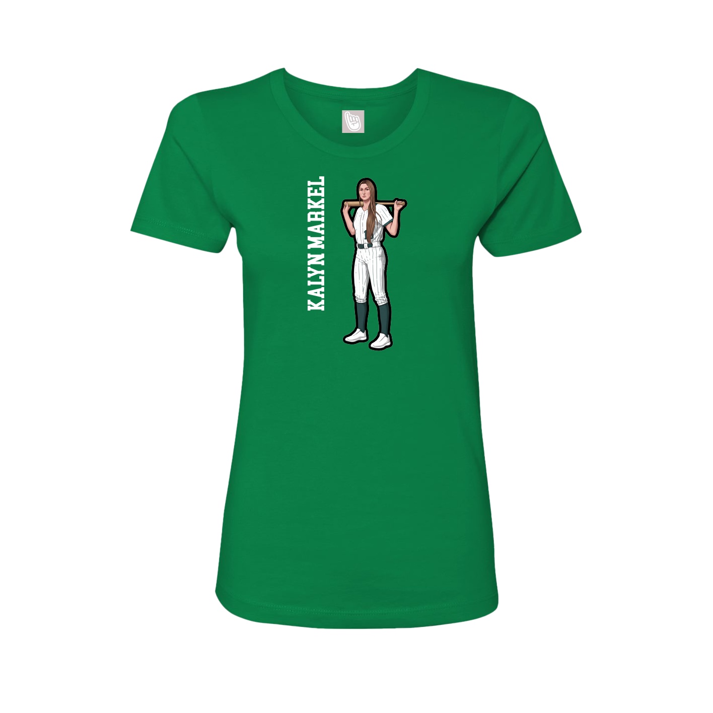 Fitted Women's Tee — Name Vertical in Green