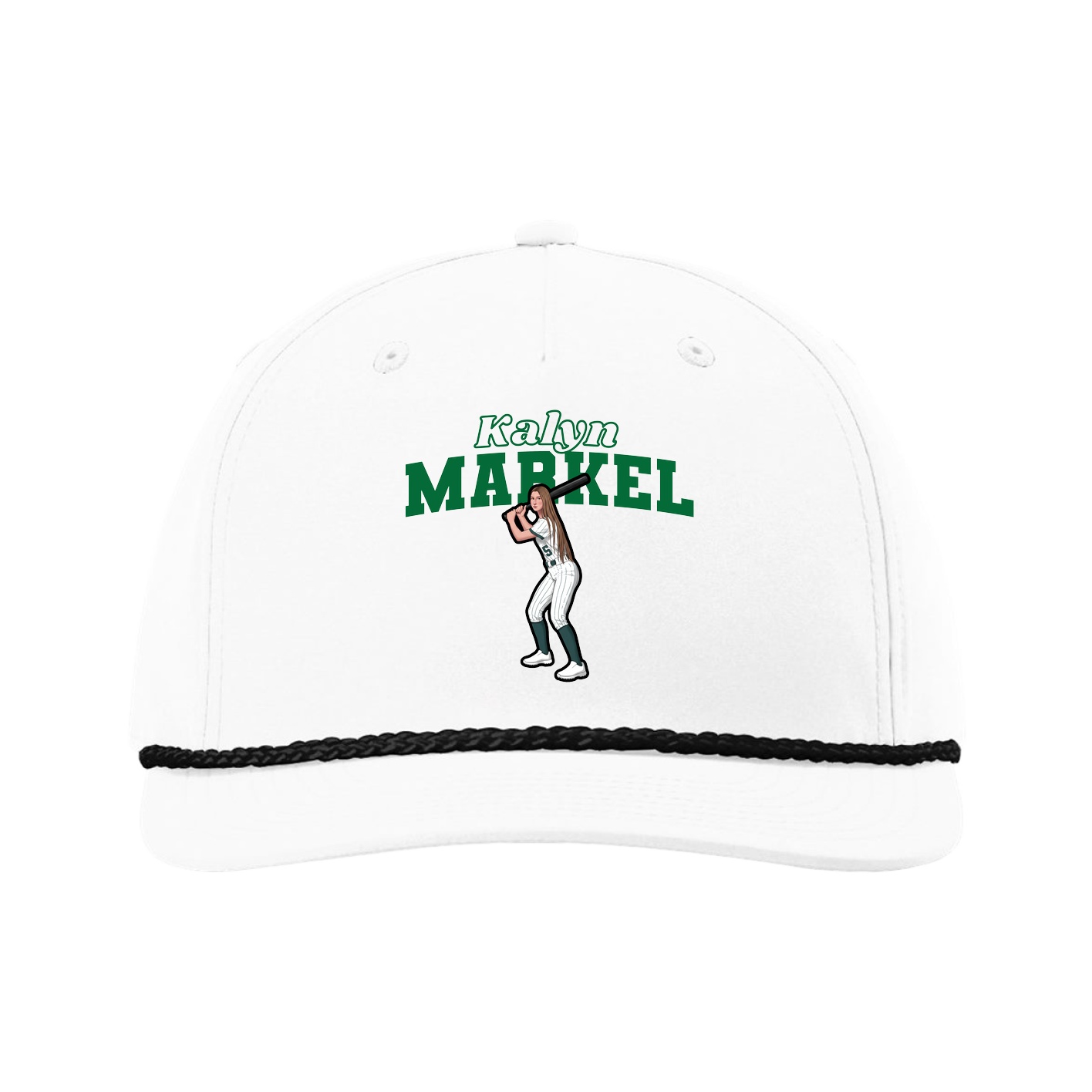 Five-Panel Classic Rope Cap — Name Arch in White