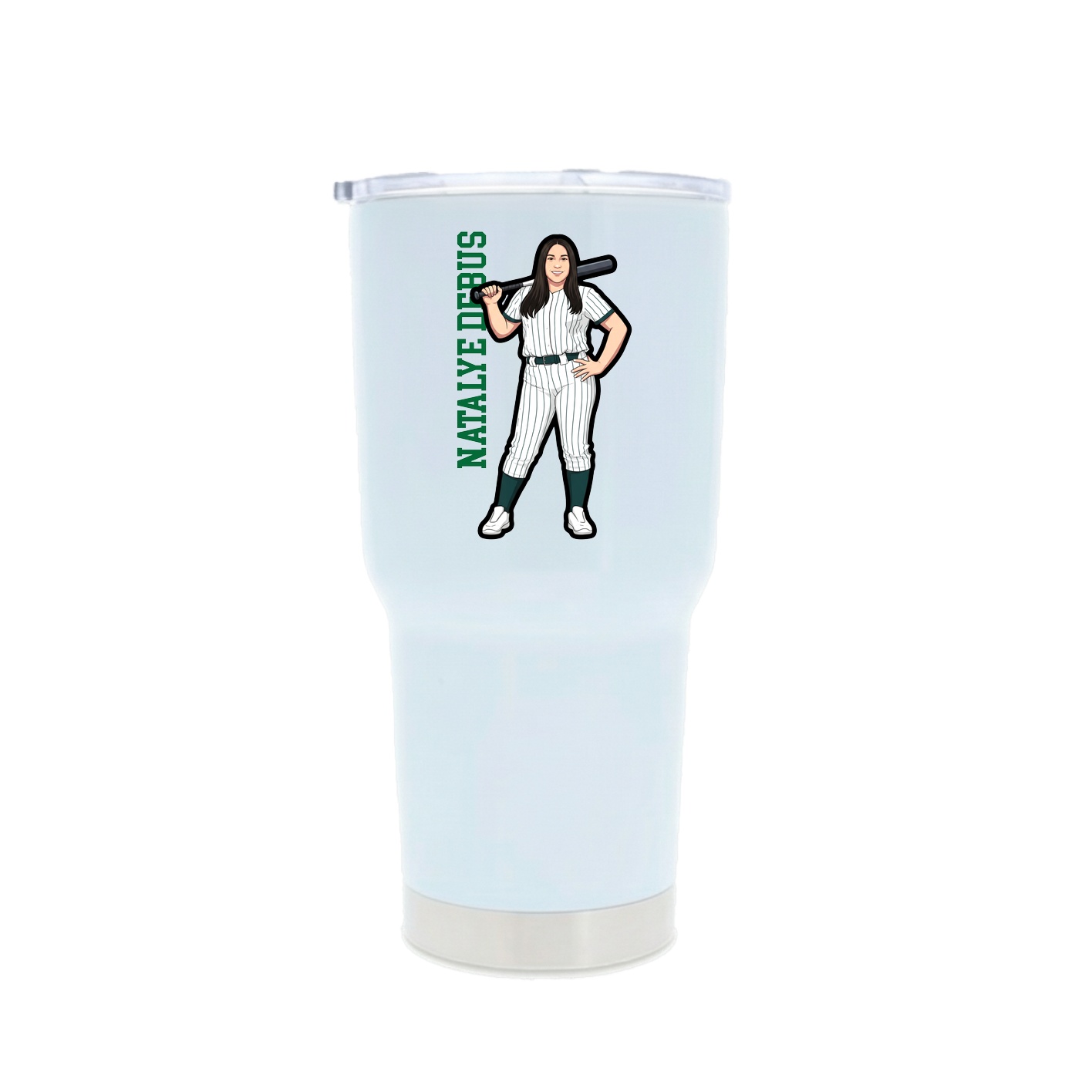 30oz Stainless Steel Tumbler — Name Vertical in White