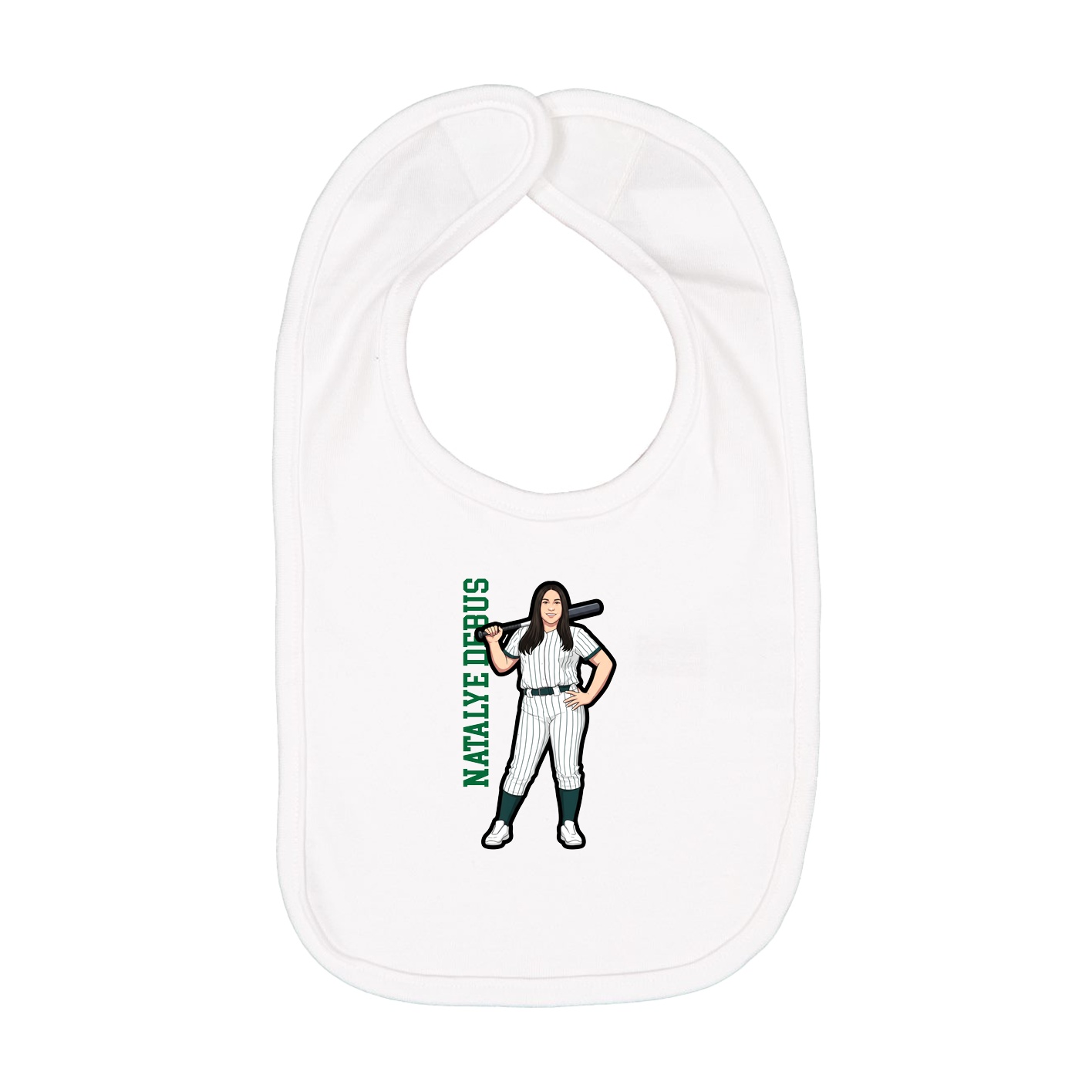 Infant Bib — Name Vertical in White