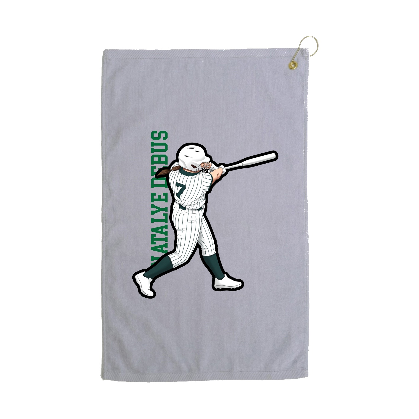Golf Towel — Name Vertical in Grey