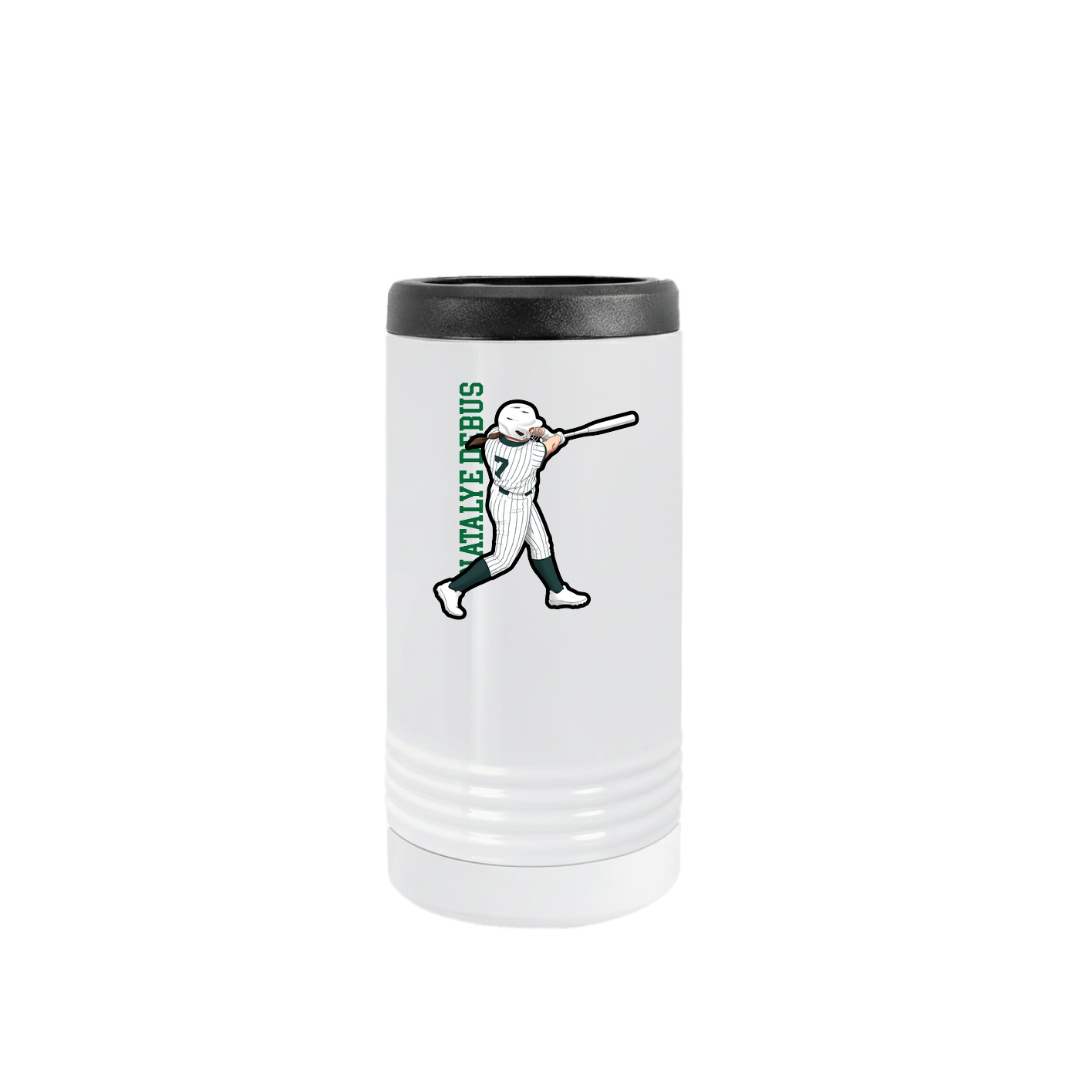 Slim Beverage Holder — Name Vertical in White