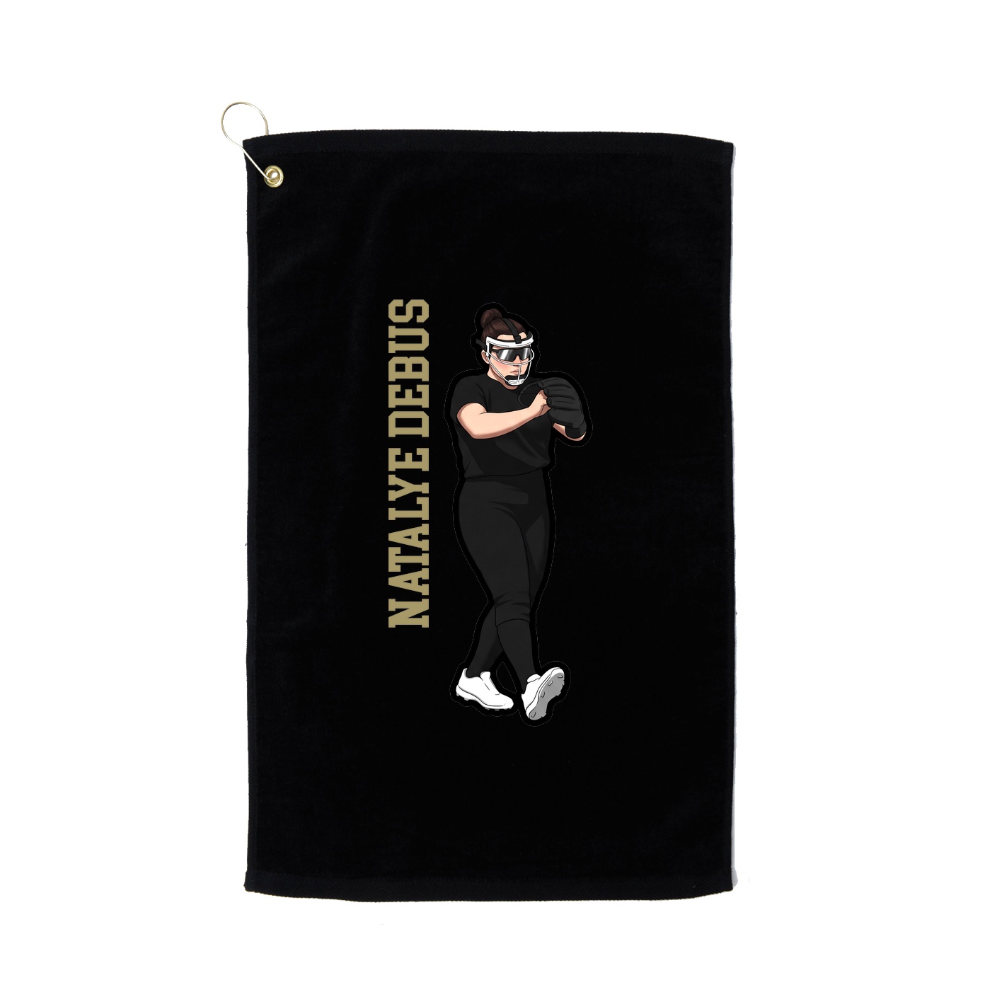 Golf Towel — Name Vertical in Black