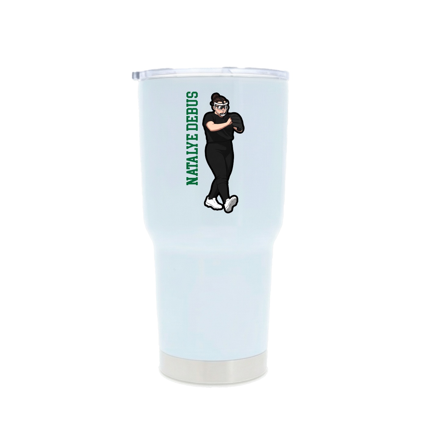 30oz Stainless Steel Tumbler — Name Vertical in White