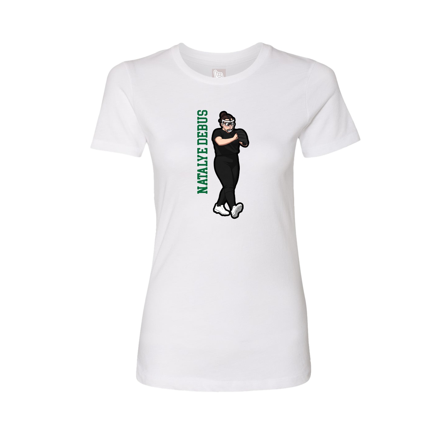 Fitted Women's Tee — Name Vertical in White
