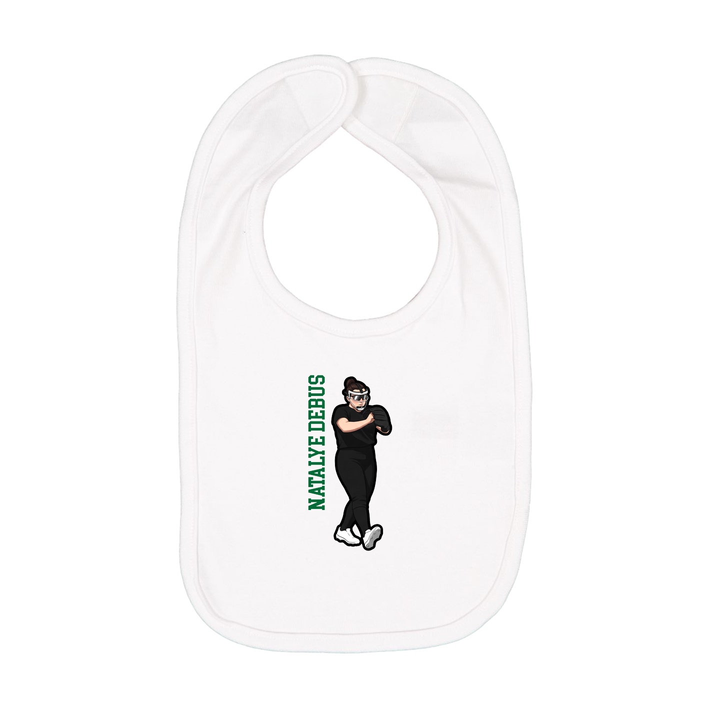 Infant Bib — Name Vertical in White