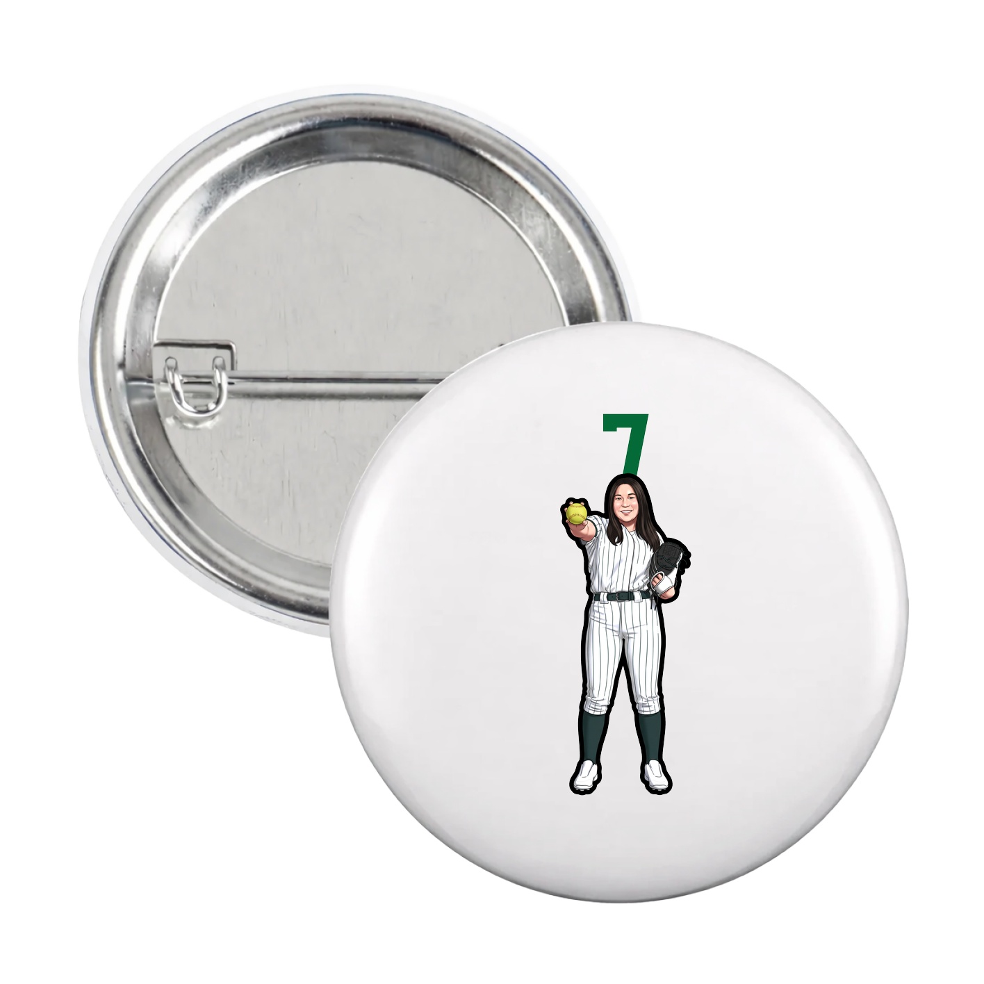 Game Day Button — Number Top in White