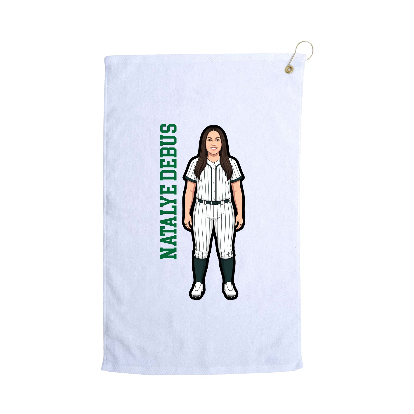 Golf Towel — Name Vertical in White