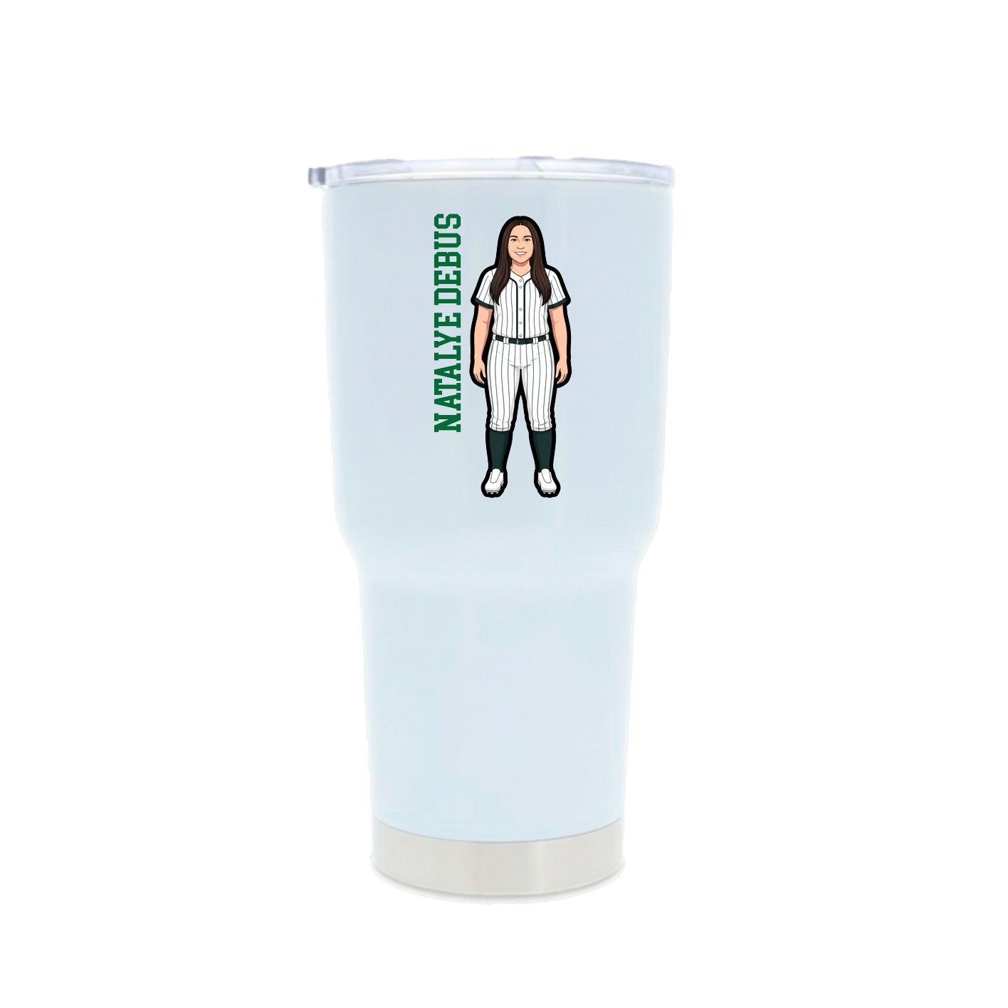 30oz Stainless Steel Tumbler — Name Vertical in White