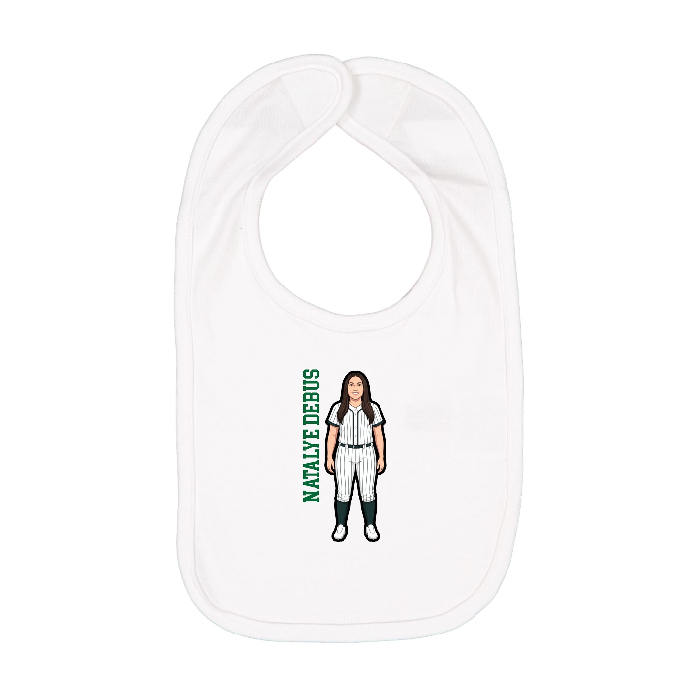 Infant Bib — Name Vertical in White