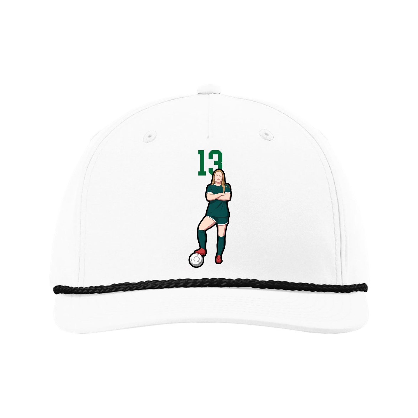 Five-Panel Classic Rope Cap — Number Top in White