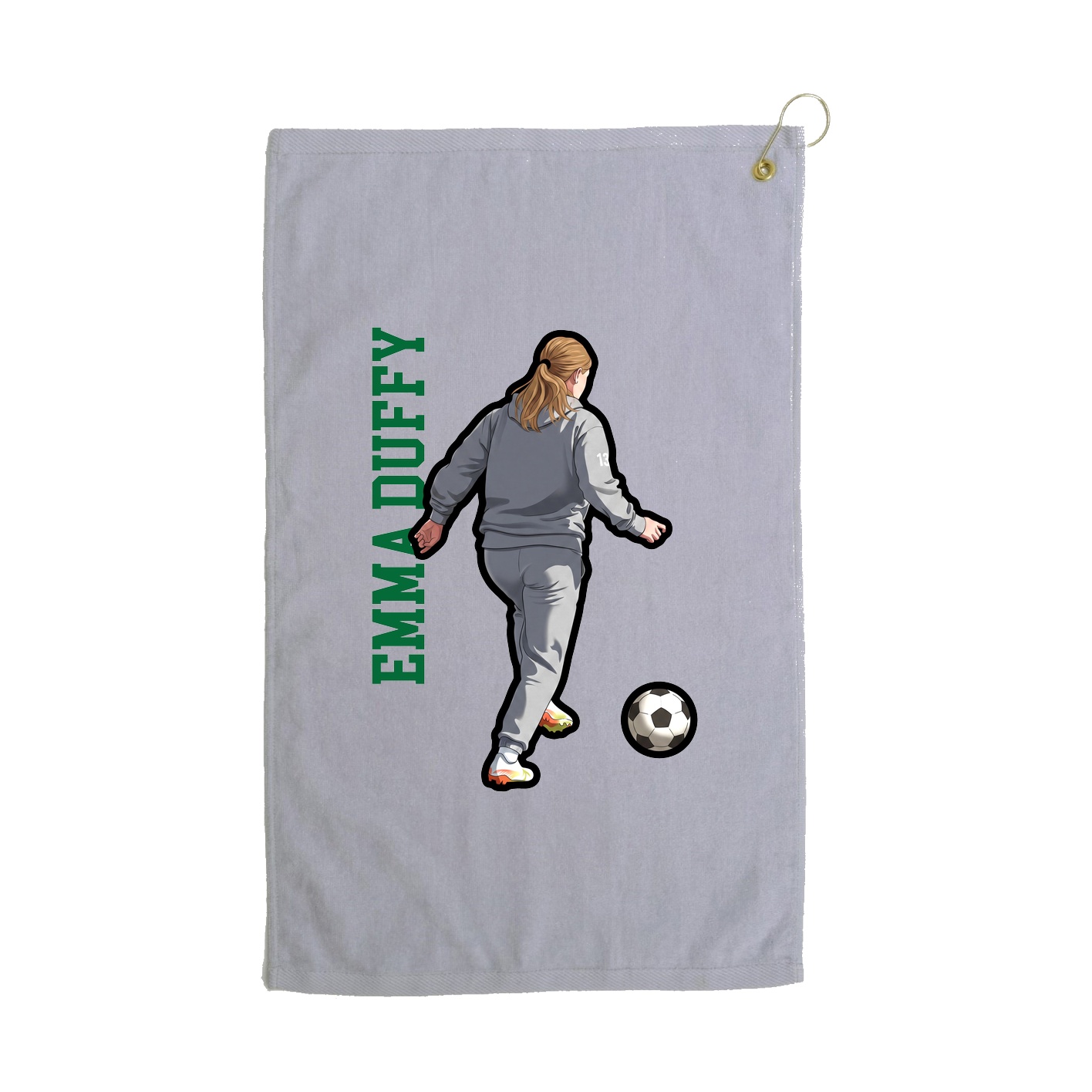 Golf Towel — Name Vertical in Grey