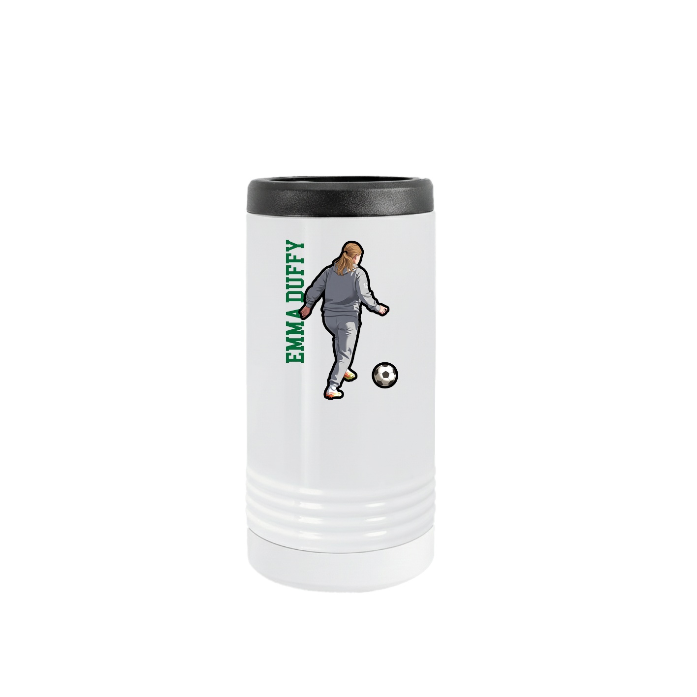 Slim Beverage Holder — Name Vertical in White