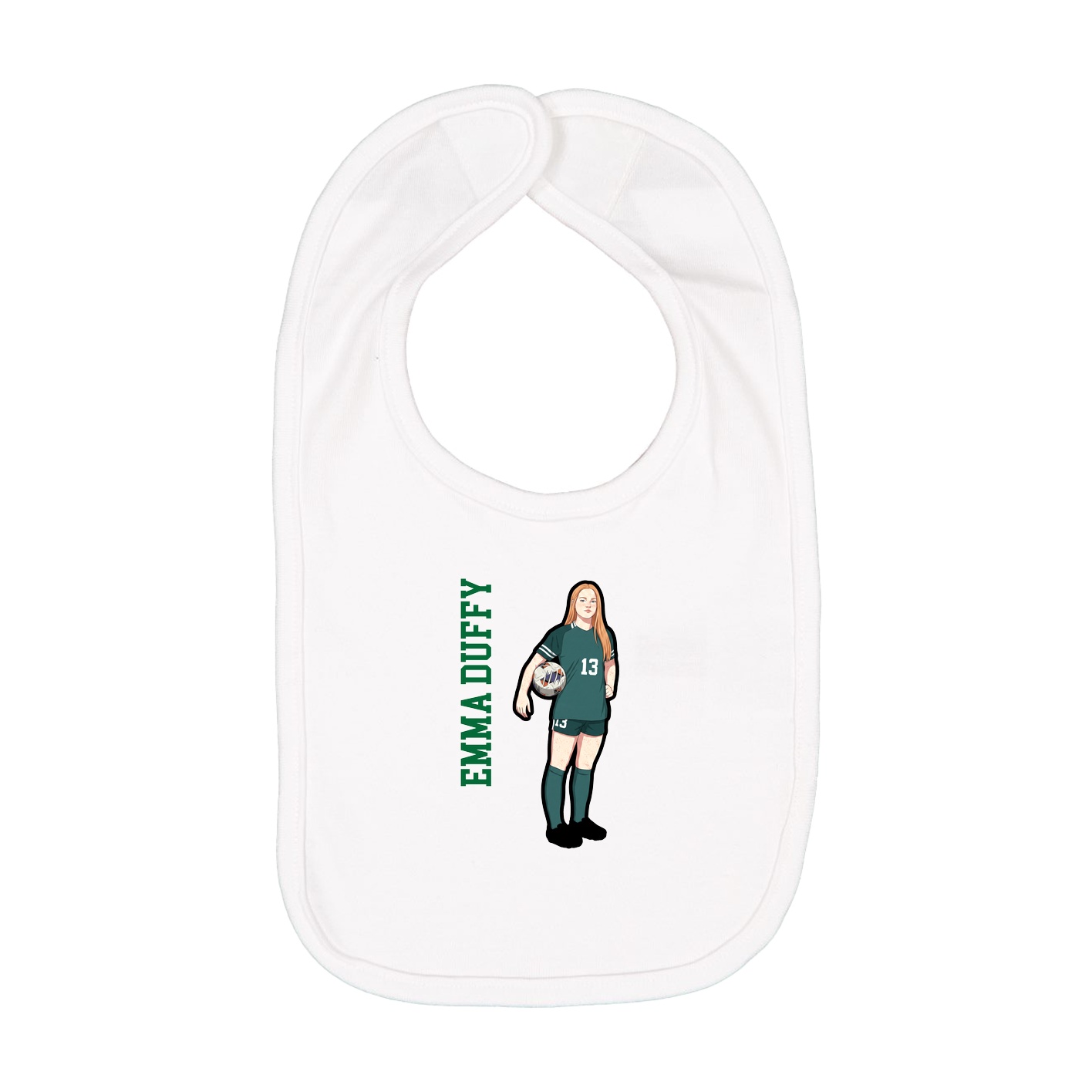 Infant Bib — Name Vertical in White